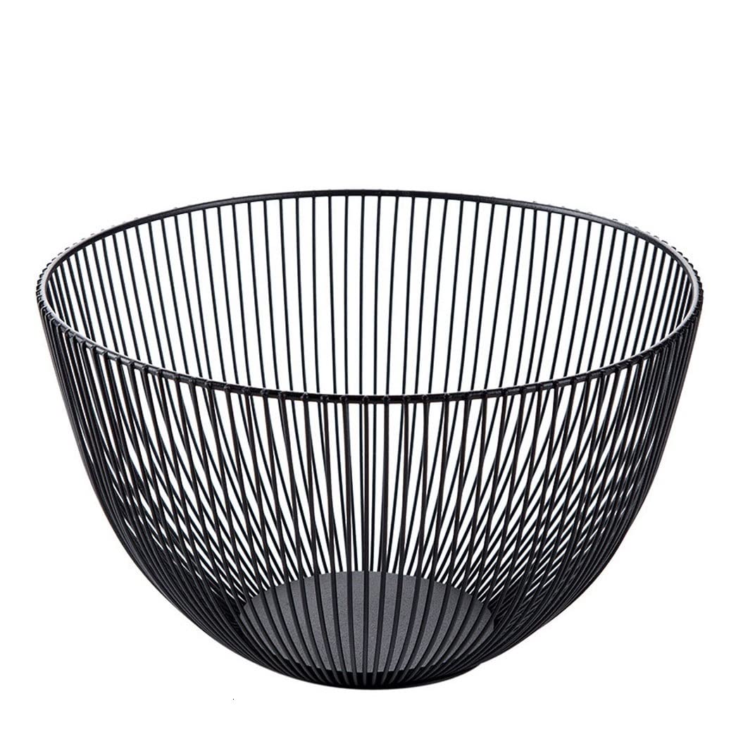 Nordic Iron Art Fruit Bowl Basket - Creative Drain Plate for Snacks, Fruits & Home Decor - Minimalist Living Room & Coffee Table Decoration (Black) - Perfect for Parties, Dining & Kitchen Storage