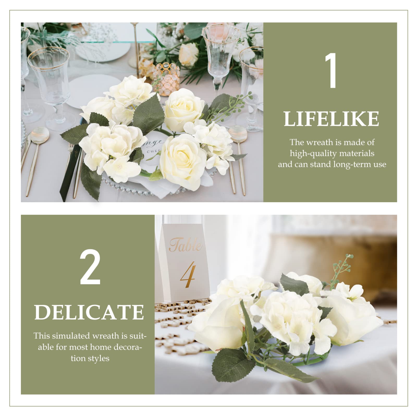 Artificial Rose Flower Garland - Elegant Candlestick Floral Wreath for Wedding, Party & Home Decor - Fake Rose Garland for Table Centerpieces, Wall Decor, and Special Event Decoration