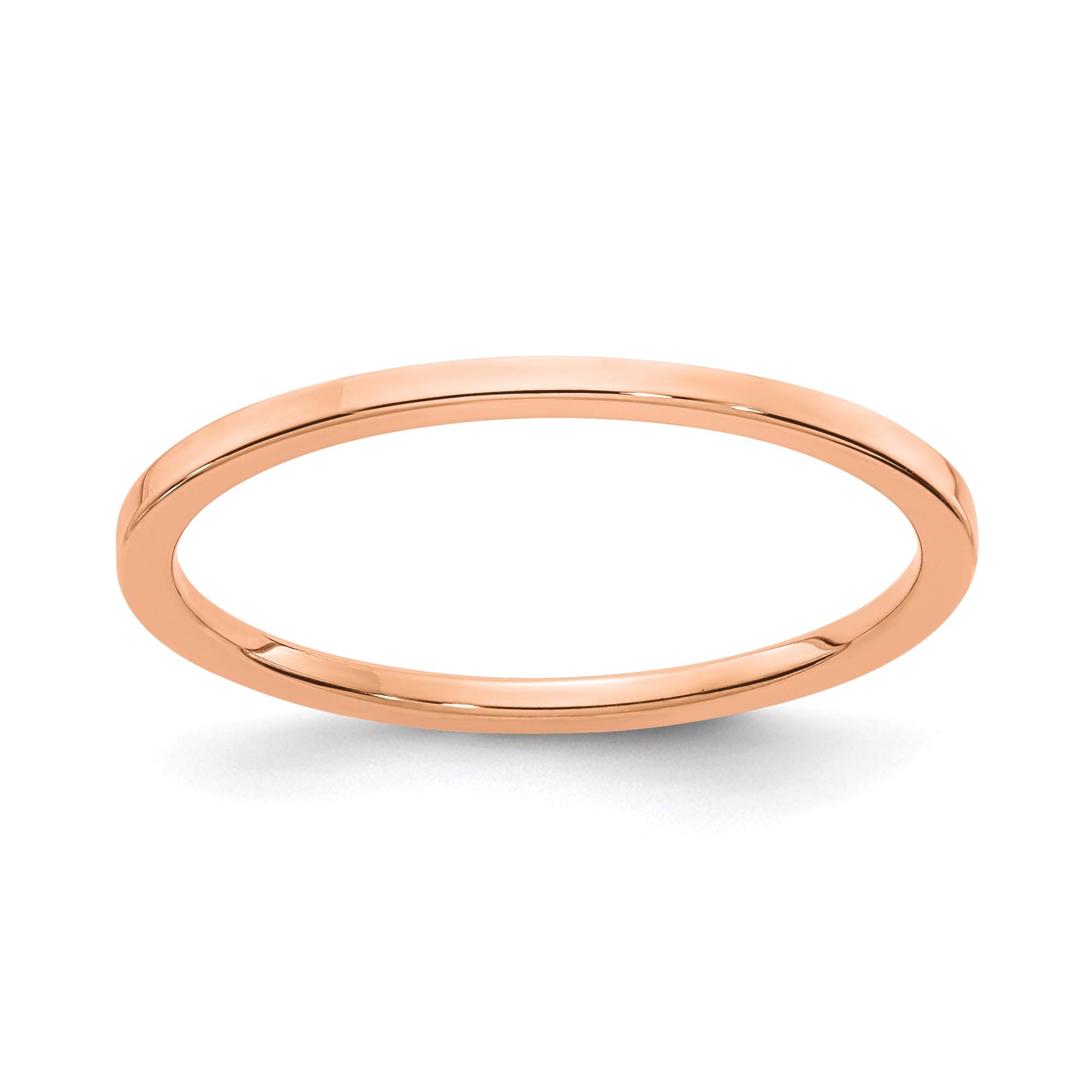 10K Rose Gold 1.2mm Flat Stackable Band Ring - Size 4.5 - Dainty Thin Wedding Band for Women - Perfect for Stacking, Anniversary Gift, or Everyday Wear