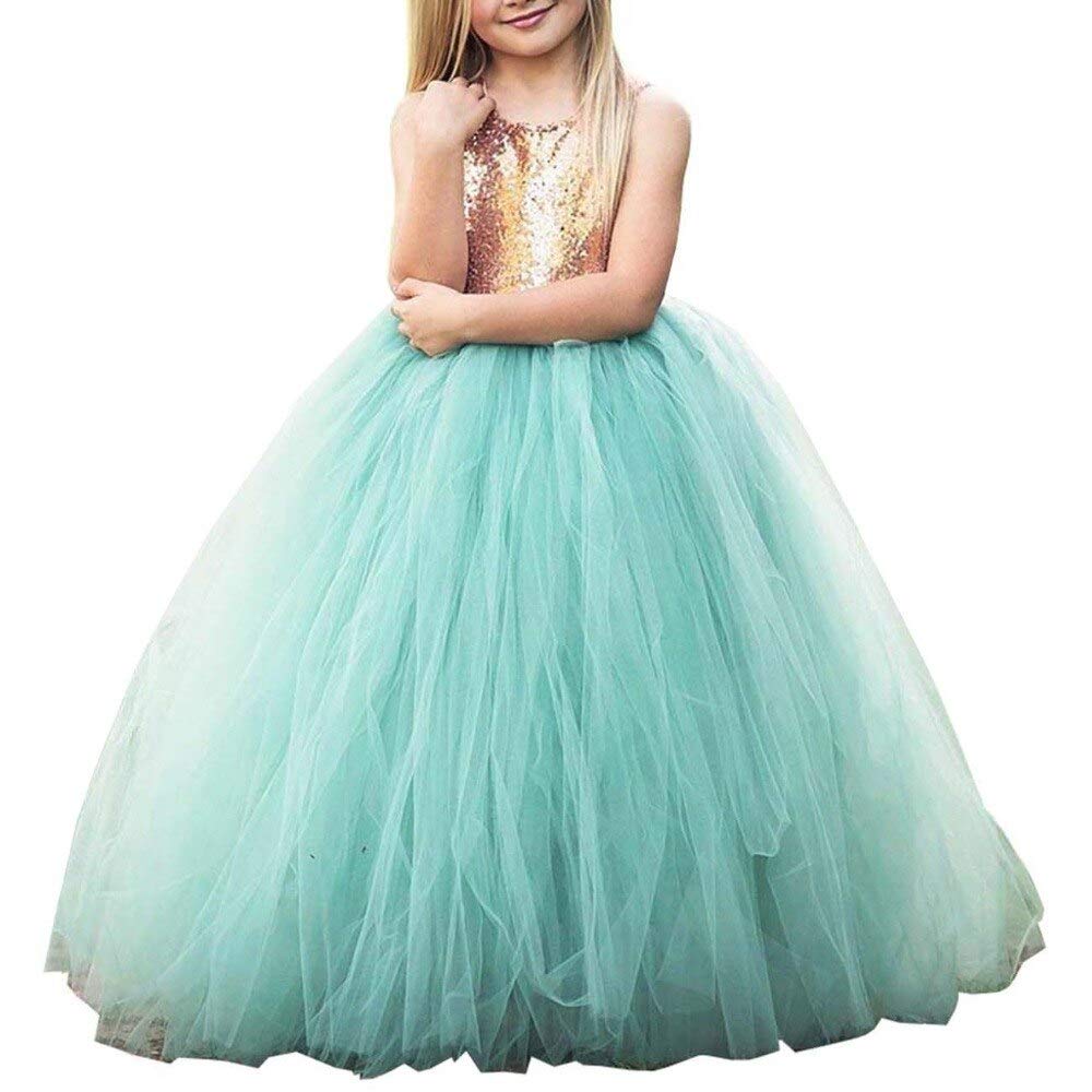 MuchXi Sparkly Sequin Baby Flower Girl Dress for Wedding, Junior Bridesmaid Gown, Long Pageant Dress - Perfect for Weddings, Christenings & Special Occasions
