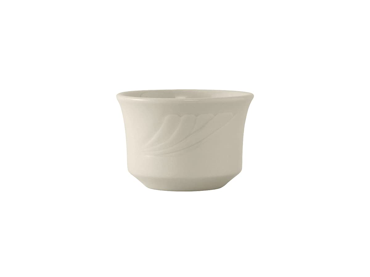 Tuxton China YEB-0752 Ceramic Bouillon Cup - 7 oz, Round, Embossed Design, Microwave & Dishwasher Safe, Oven Proof, Lead-Free - Perfect for Restaurants, Healthcare Facilities & Home Use - Case of 36
