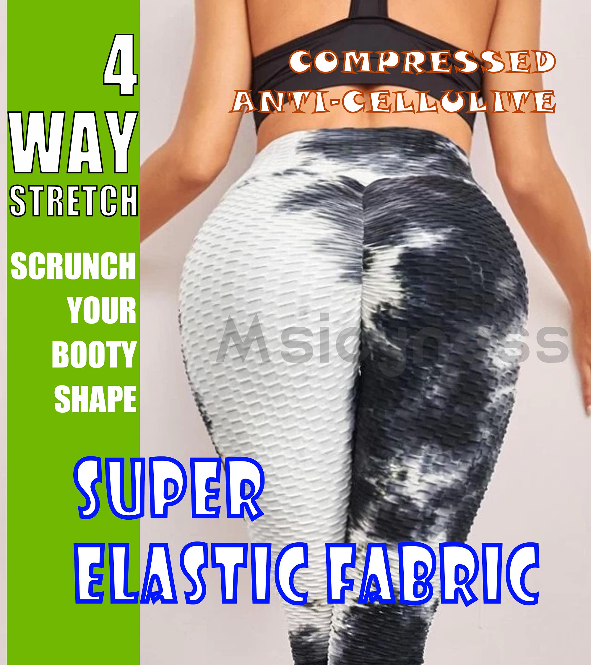 Msicyness 2 Pack High Waist Yoga Pants for Women - Butt Lifting Tummy Control Textured Scrunch Booty Leggings | TikTok Viral Workout Pants, Gym & Lounge Wear