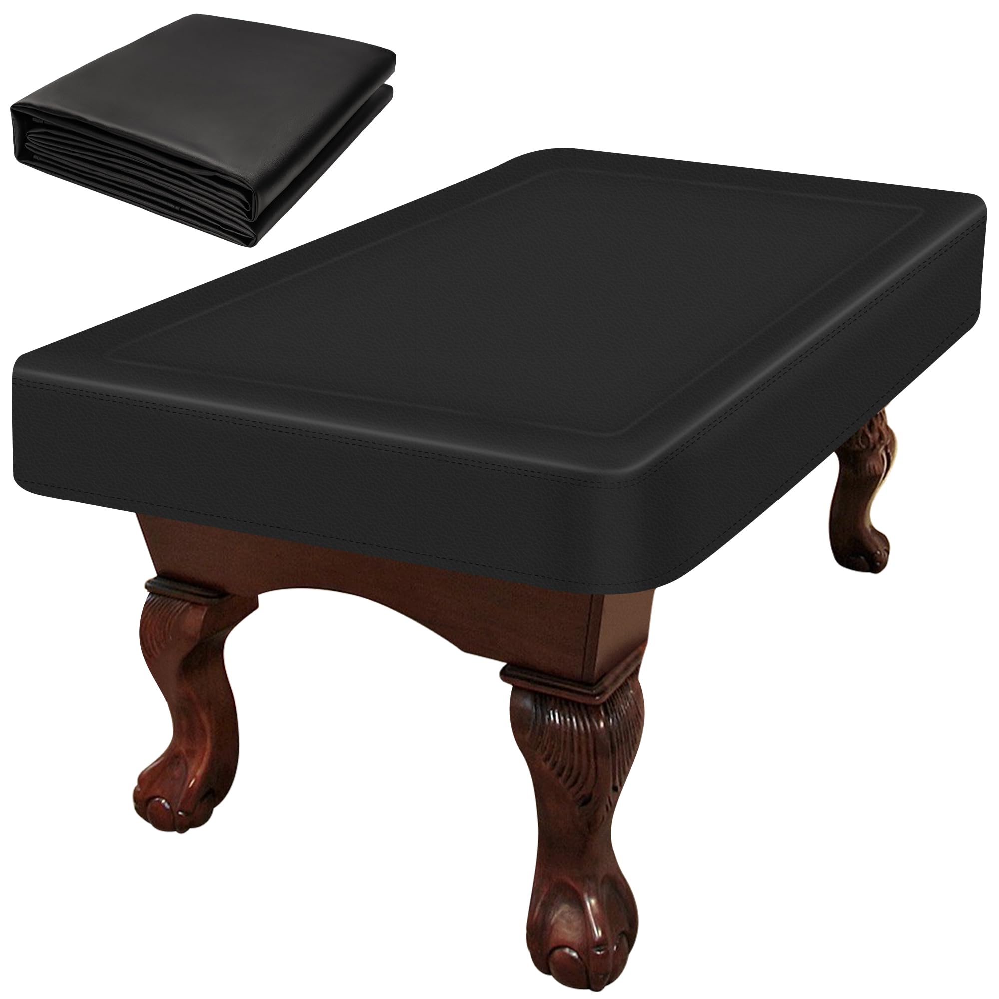 NEXCOVER Leatherette Billiard Pool Table Cover - 8 Foot Heavy Duty Waterproof & Tearproof Table Protector for Indoor/Outdoor Use - Perfect for Home Game Rooms, Bars, and Pool Halls - Black