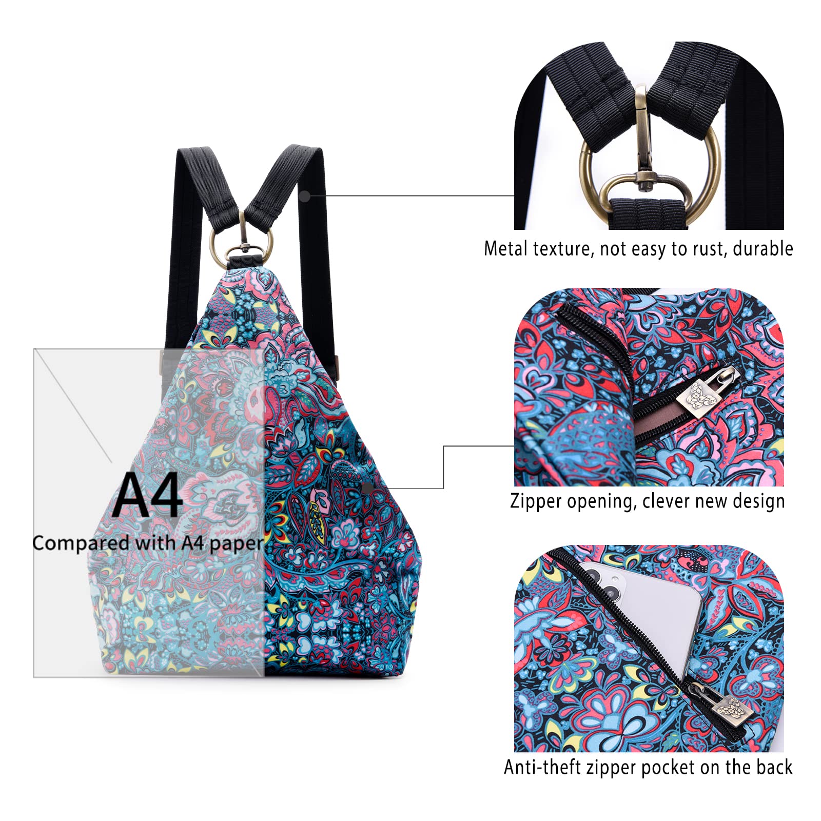 Black Butterfly Premium Women's Backpack - Bohemian Style Fashion Casual Daypack & Small Purse Backpack (03-Blue) | Perfect for Travel, Work, College & Everyday Use