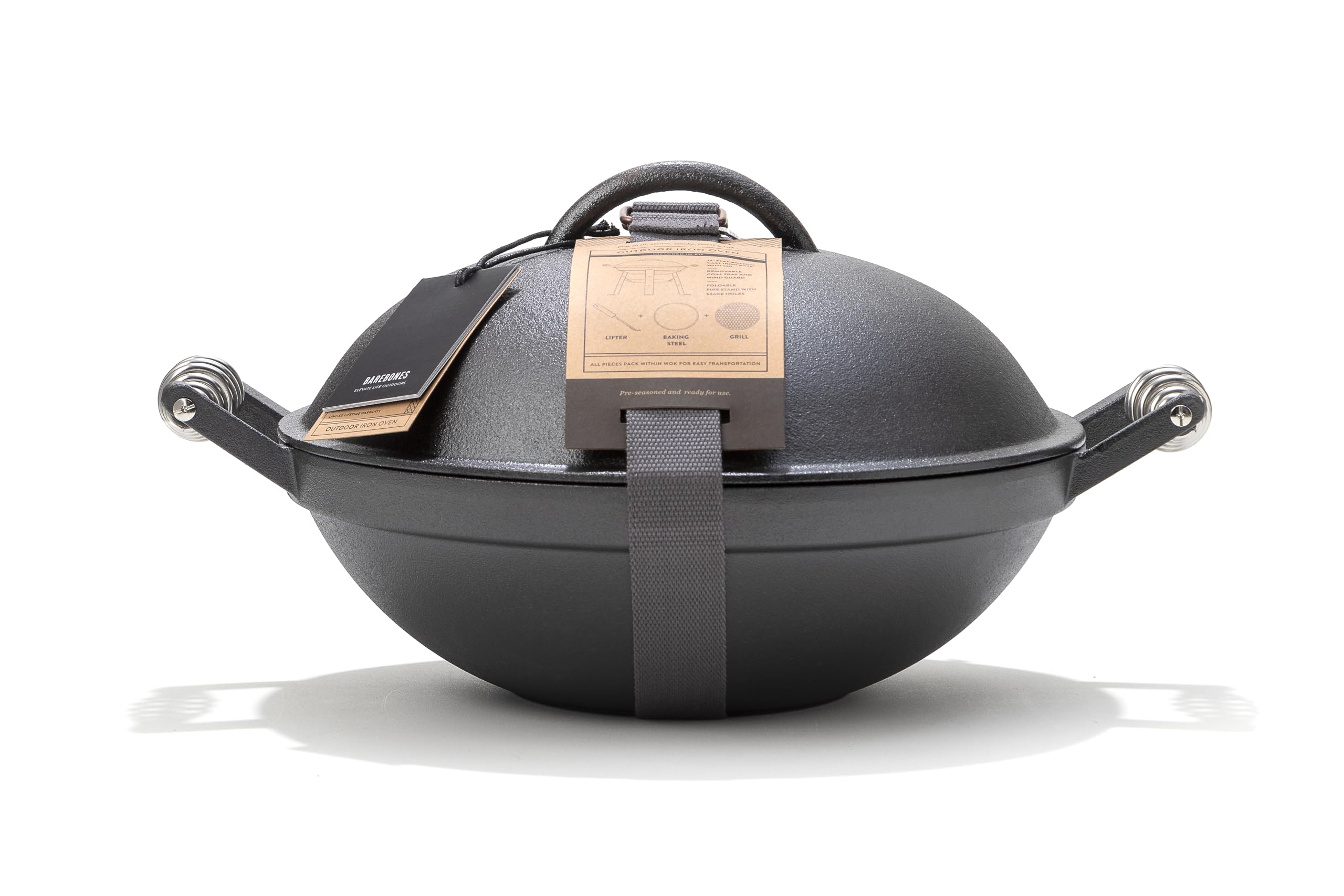 Barebones All-in-One Cast Iron Grill and Dutch Oven - Heavy Duty Outdoor Cooking Set for Camping, Backpacking, Picnics & BBQ - Perfect for Grilling, Stewing, Baking Over Campfire or Stove