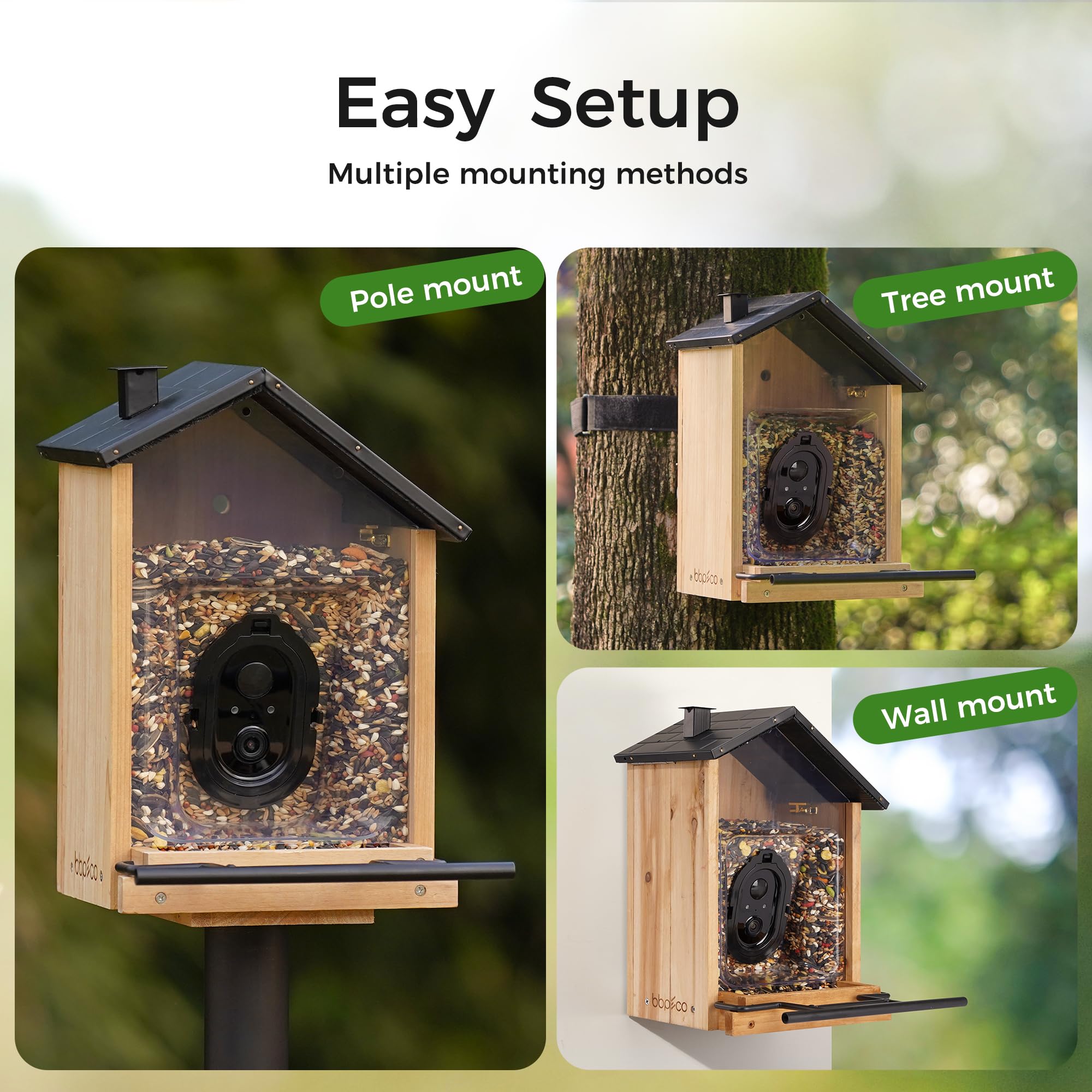 Smart Bird Feeder with Camera - 3L Capacity, AI Bird Identification for 10,000+ Species, Cloud Storage & Instant Alerts | Perfect Gift for Bird Lovers, Backyard Wildlife Watching & Christmas Presents