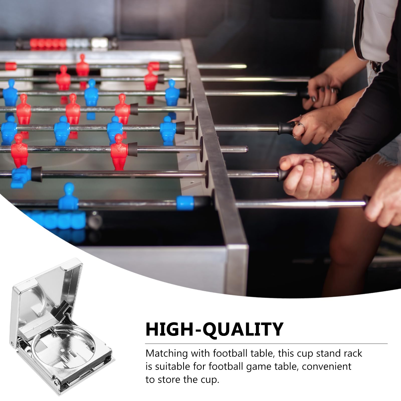 Universal Foldable Cup Holder for Foosball Table & Car - ABS Silver Drink Stand for Lip Gloss, Soda Cans & Beverages | Perfect for Game Rooms, Parties & Road Trips