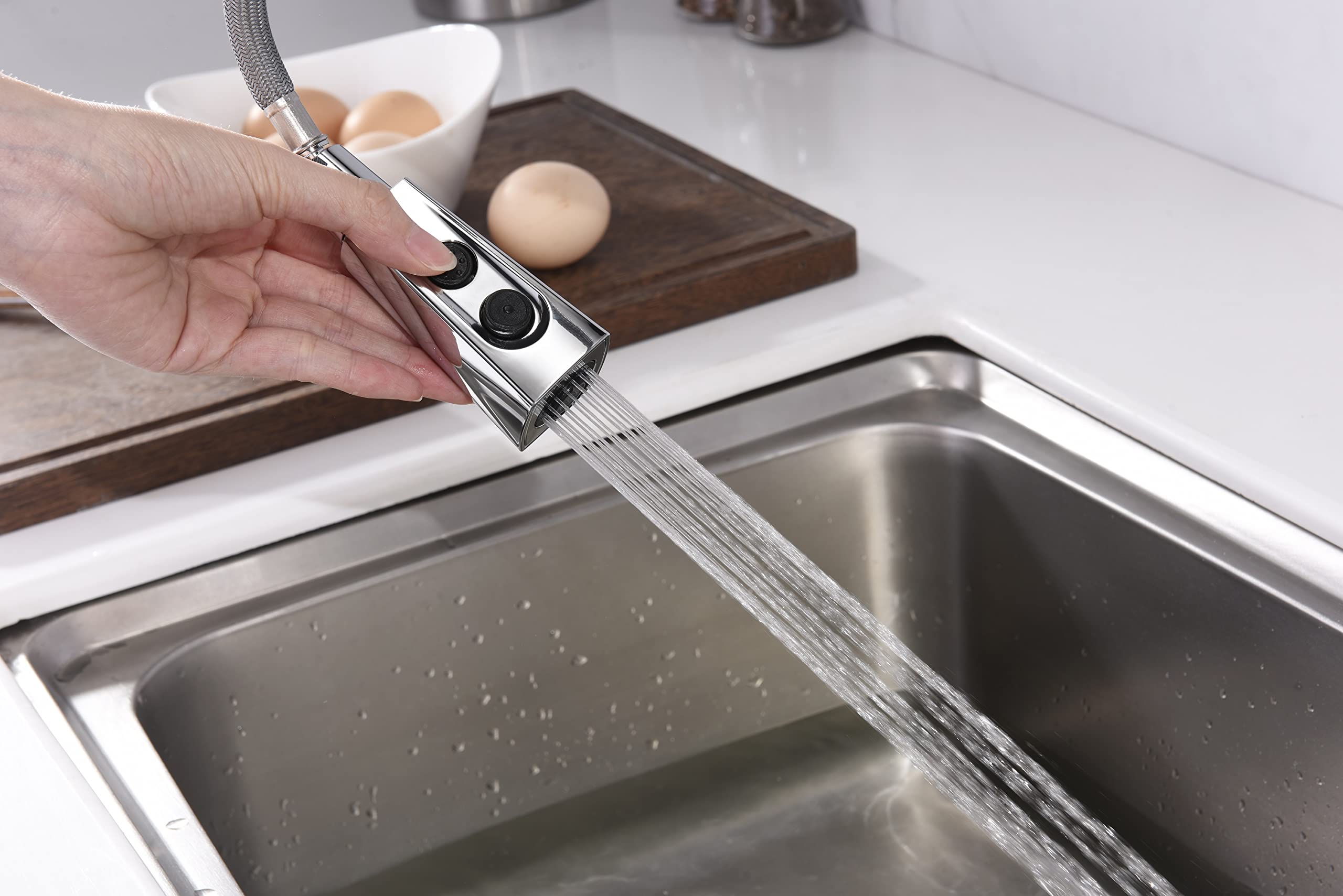 Ultra Faucets UF17000 Single-Handle Pull-Down Spray Kitchen Faucet in Polished Chrome - Perfect for Modern Kitchens & Easy Dishwashing