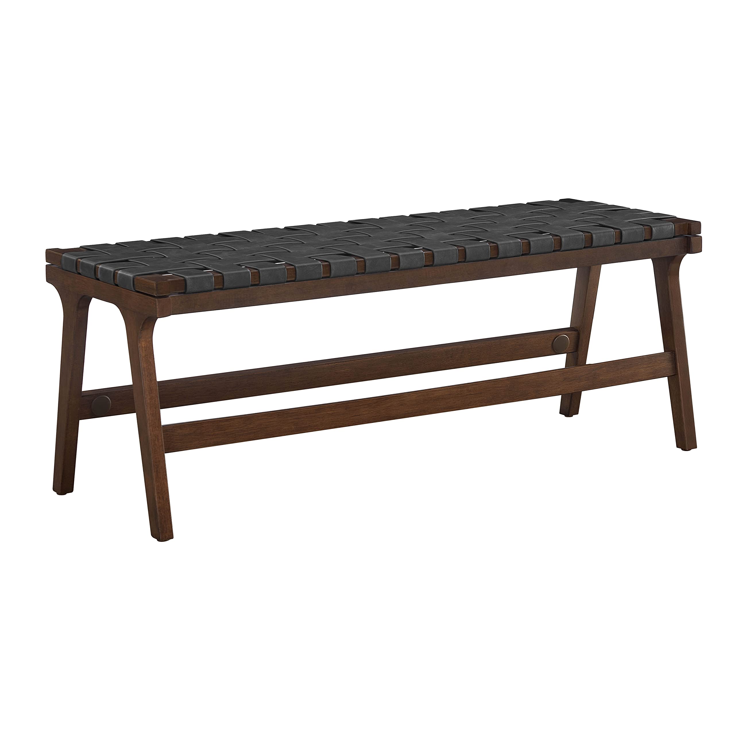 Faux Leather Woven Dining Bench - 48