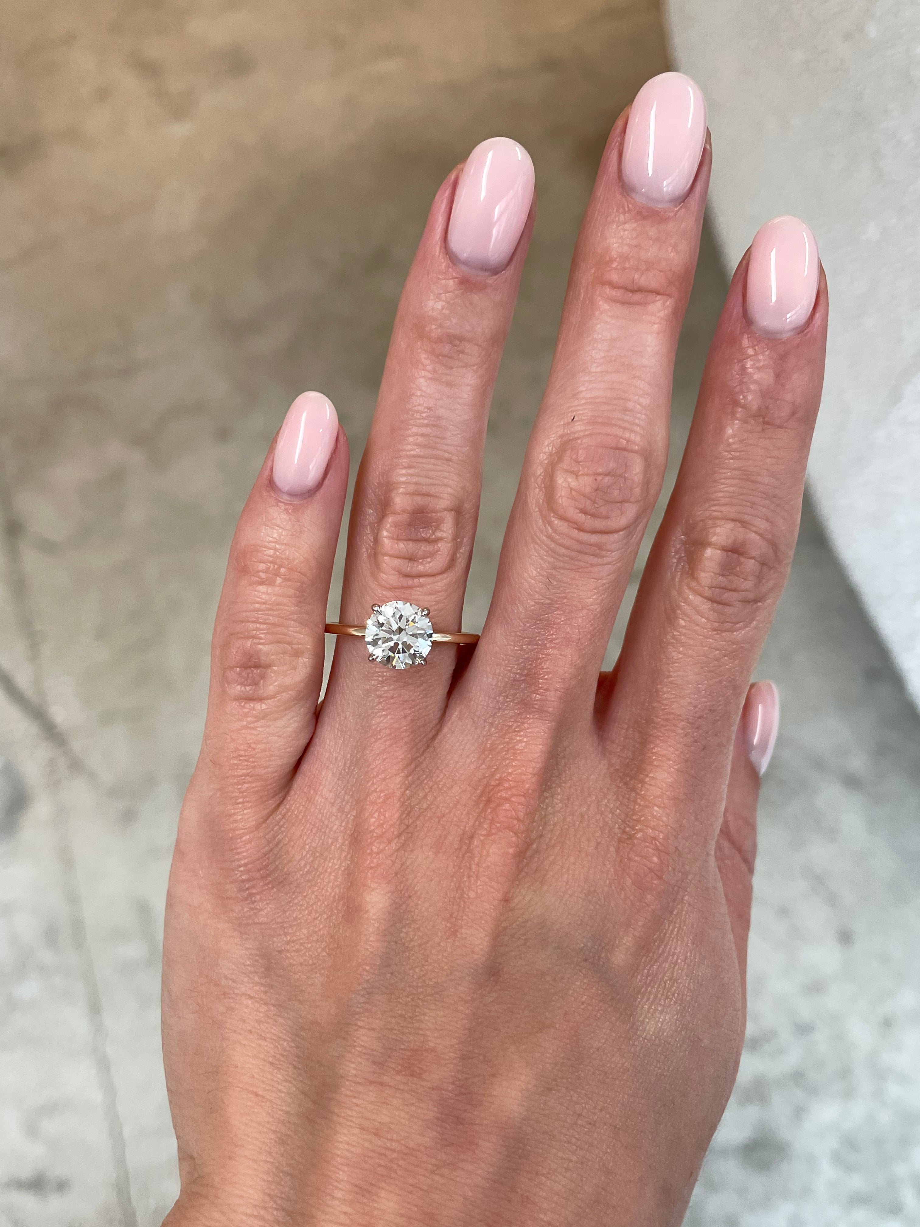 2.55 Carat Lab Grown Diamond Round Brilliant Cut Whisper Thin® Hidden Halo Engagement Ring - Perfect for Proposals, Anniversaries & Special Occasions