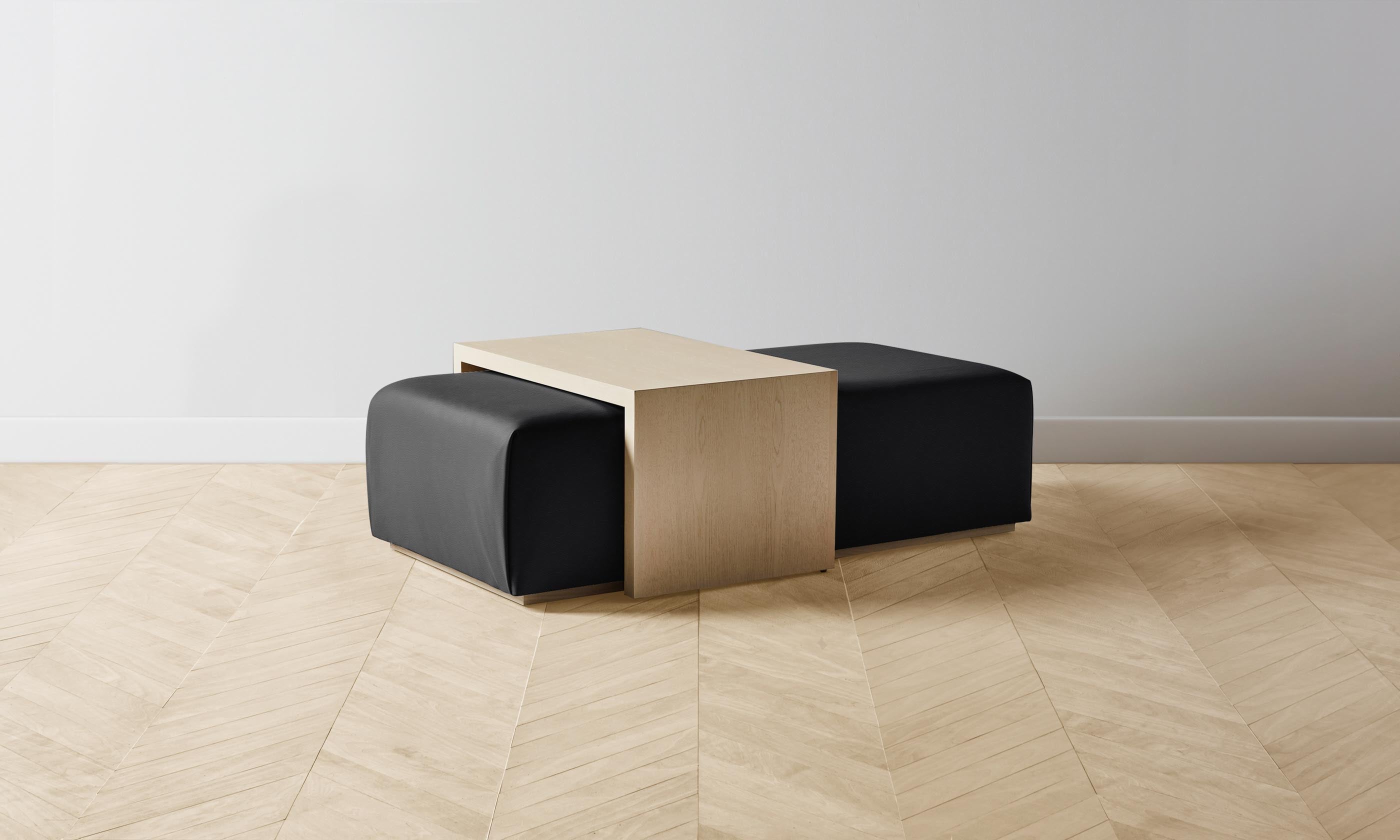 The Bowery Ottoman - Premium Pebbled Leather Storage Bench in Ink Black | Stylish Living Room, Bedroom & Entryway Seating with Hidden Storage