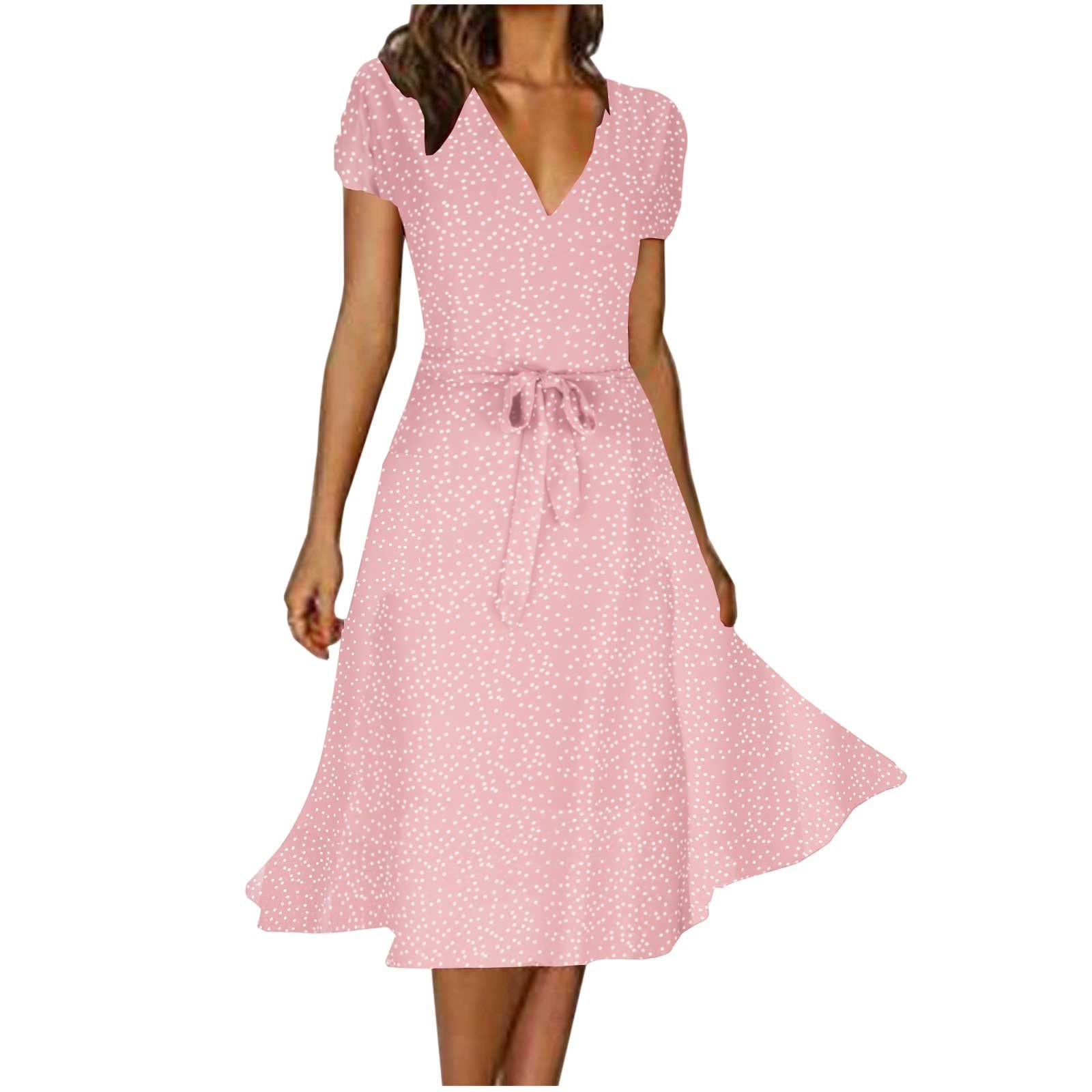 Floral Boho Midi Dress for Women - Short Sleeve Smocked Summer Dress with V-Neck | Beach, Vacation & Casual Outfit 2024