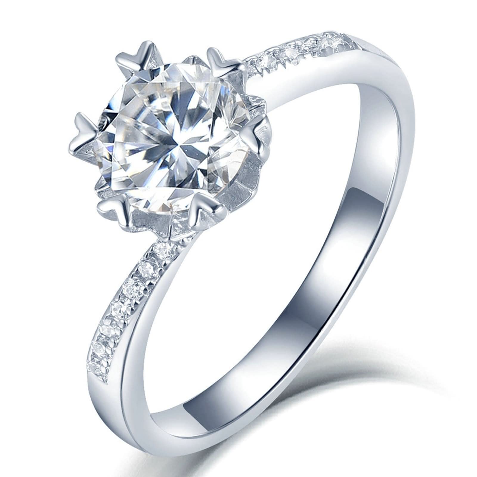 Elegant CZ Wedding Rings for Women - Twisted 4 Prong Heart Sterling Silver Ring with Moissanite | Perfect Gift for Brides, New Moms & Anniversary | Ideal for Weddings, Date Nights & Special Occasions