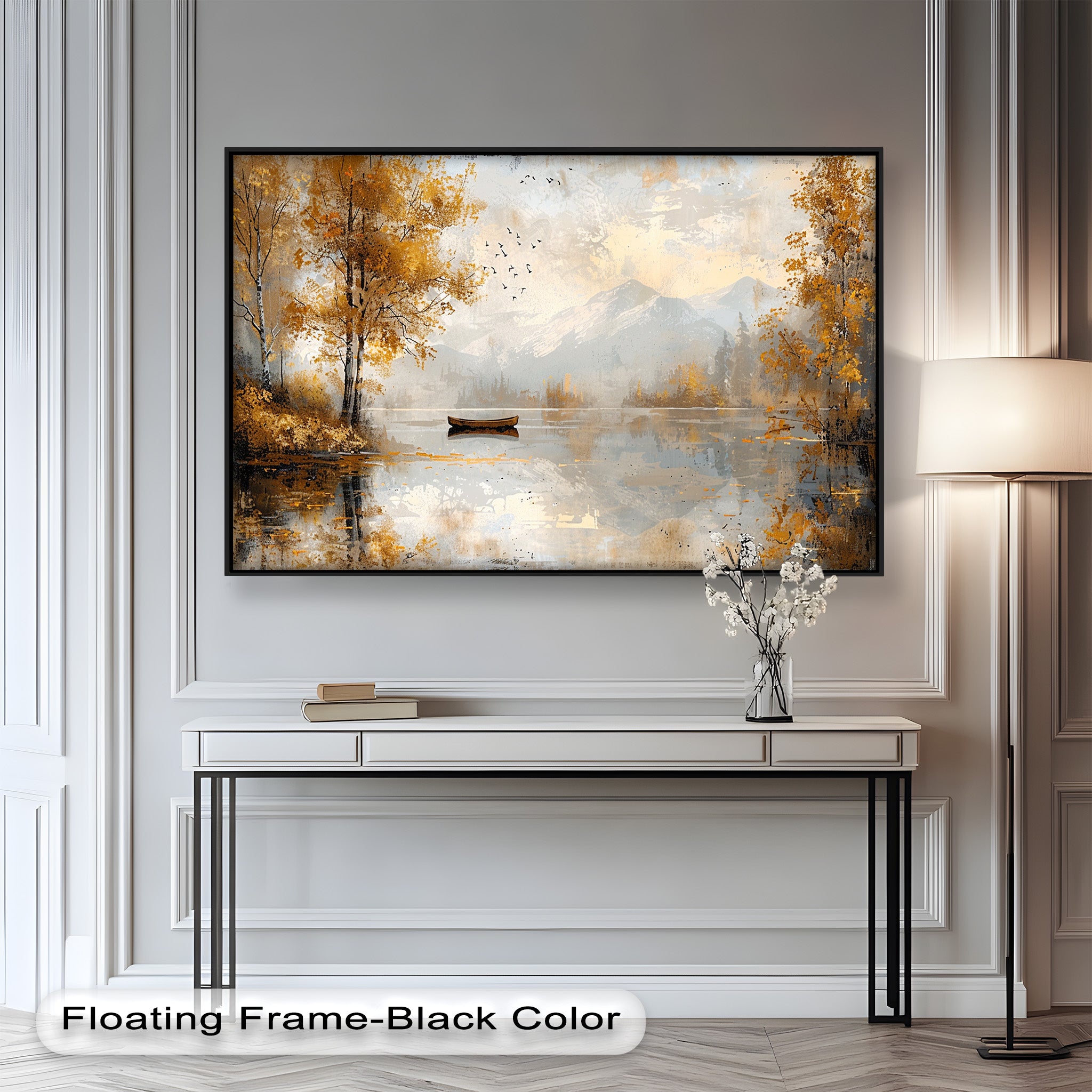 Abstract Lake and Forest Oil Painting - Handmade Tranquil Nature Wall Art for Living Room, Bedroom & Office Decor