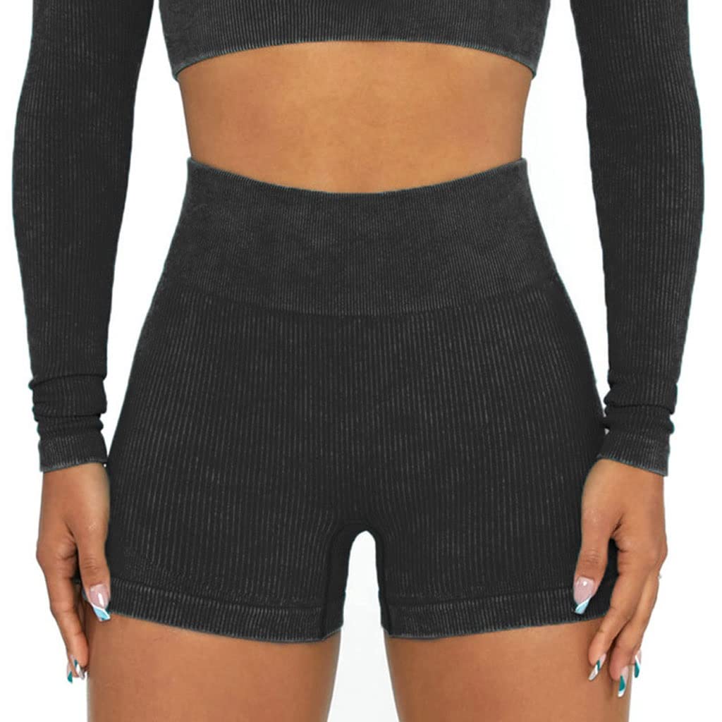 MMLLZEL Women's Seamless High Waist Gym Shorts - Squat Proof, Breathable & Stretchy Yoga Running Fitness Shorts (Large, Color C) - Perfect for Workouts, Yoga & Active Lifestyles