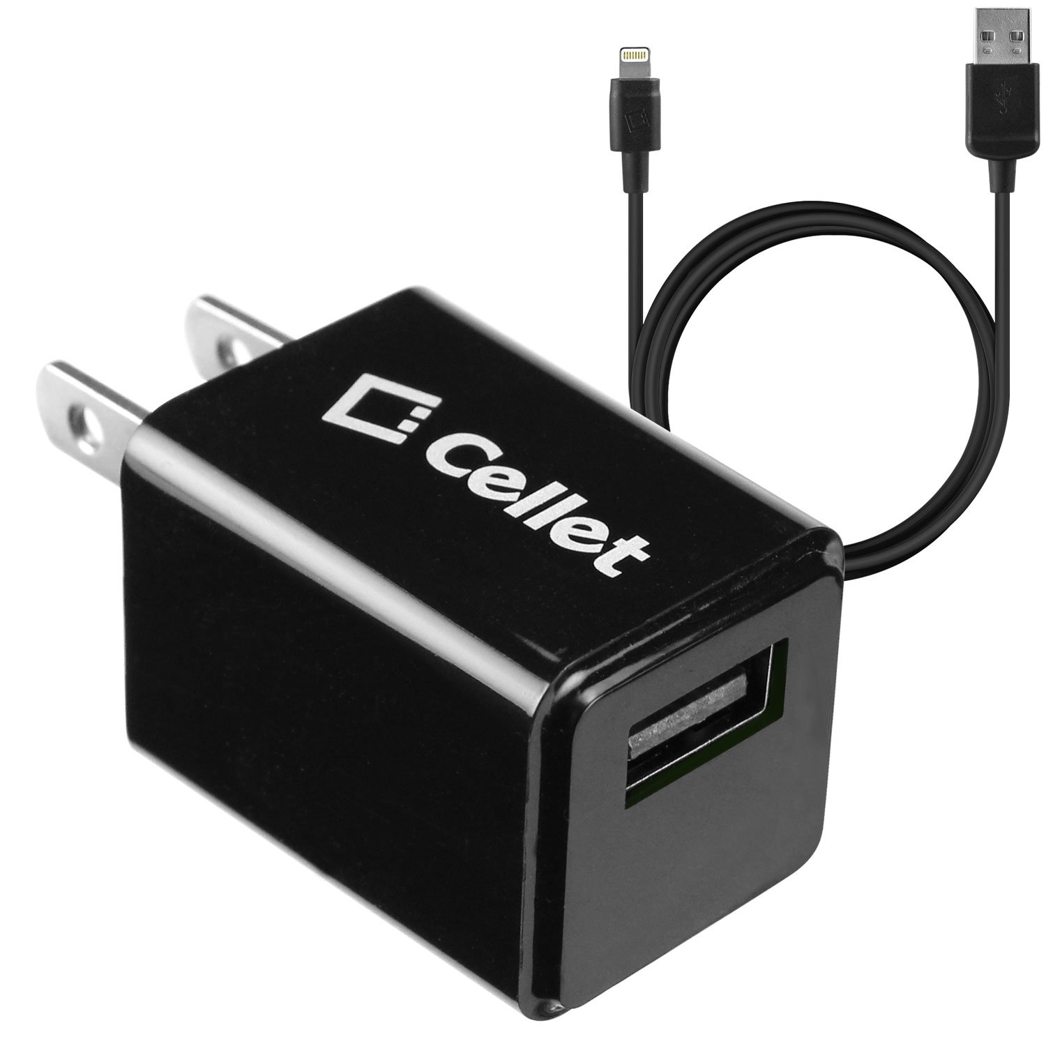 Fast Charging USB Wall Charger Cube with 6ft Lightning Cable - Compatible with iPhone 14/13/12/11/X/8 & More - Portable Power Adapter for Home, Office, Travel (Black) - Perfect for Charging Multiple Devices On The Go