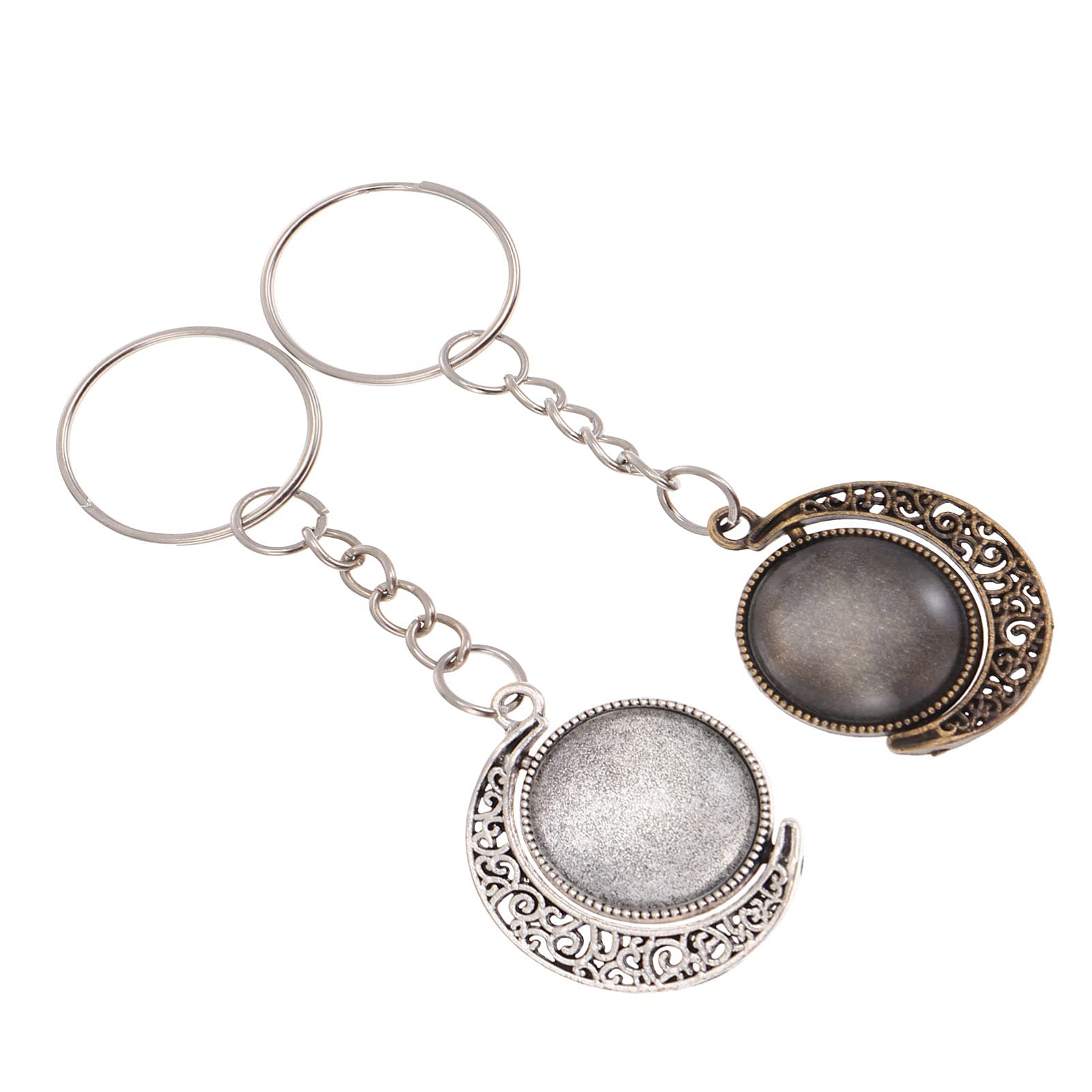 EXCEART 24pcs Round Blank Bezel Pendant Trays with 24 Glass Cabochons - DIY Jewelry Making Supplies for Keychains, Charms & Craft Projects - Perfect for Necklaces, Bracelets & Handmade Gifts