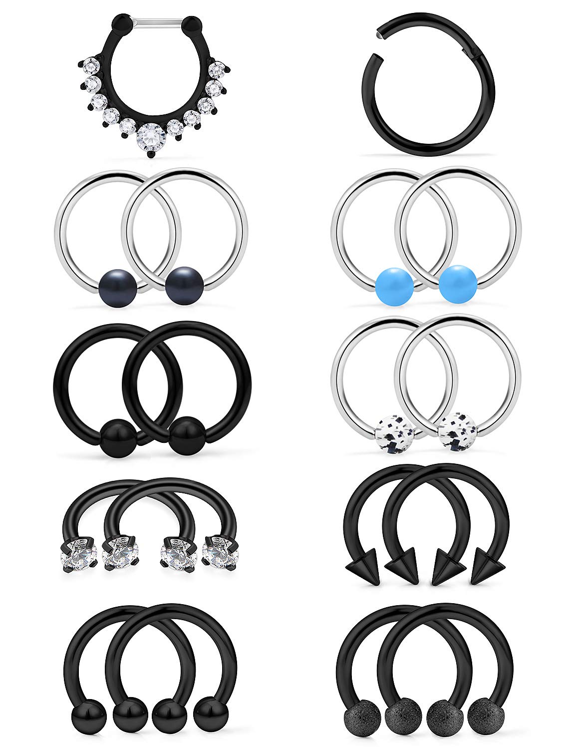 16G Septum Hoop Nose Ring - Surgical Steel Horseshoe Clicker Piercing Jewelry for Nose, Ear, Eyebrow, Lip & Body | Perfect for Everyday Wear, Parties & Self-Expression