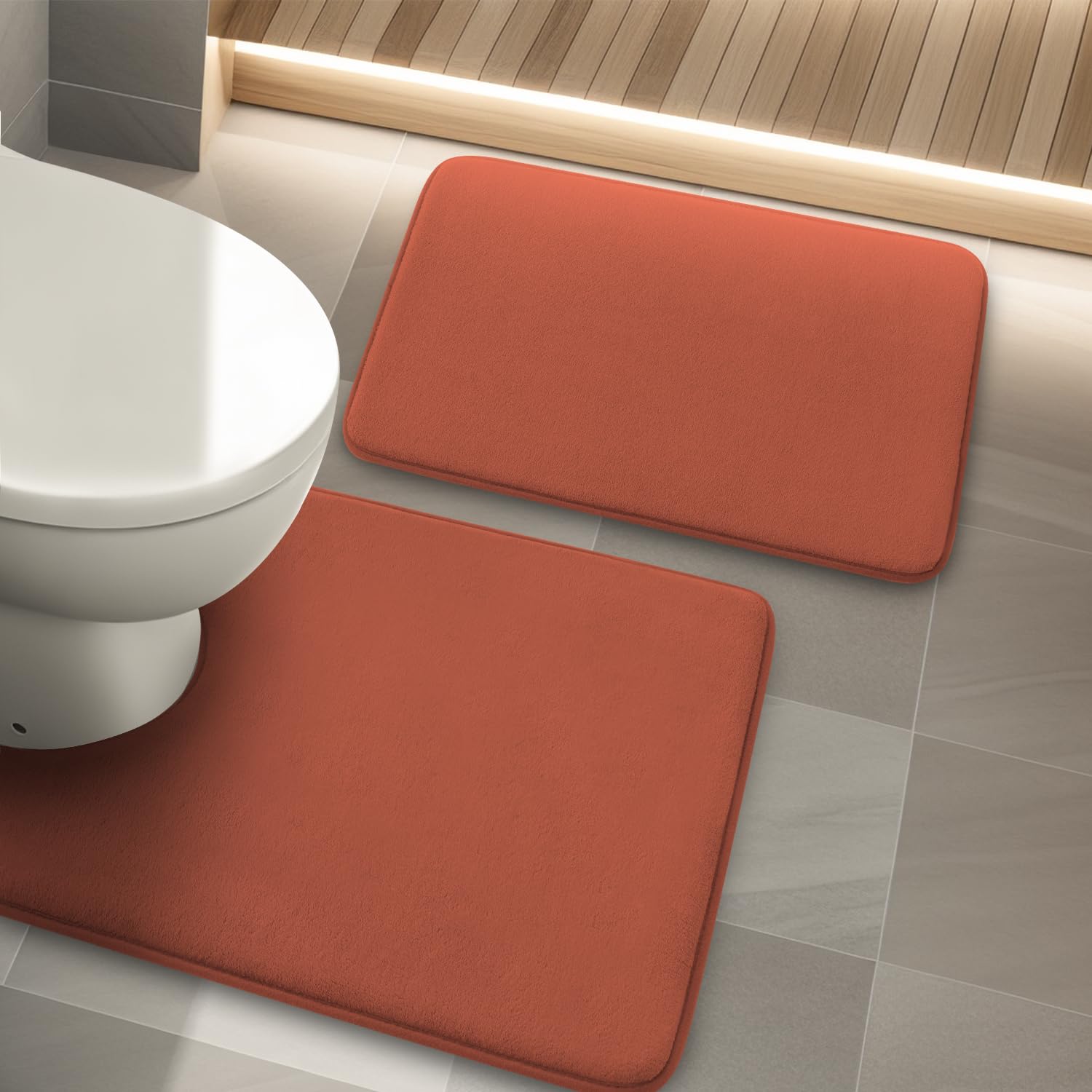 YIHOUSE 2-Piece Memory Foam Bath Mat Set - Non-Slip, Absorbent for Shower & Bathroom