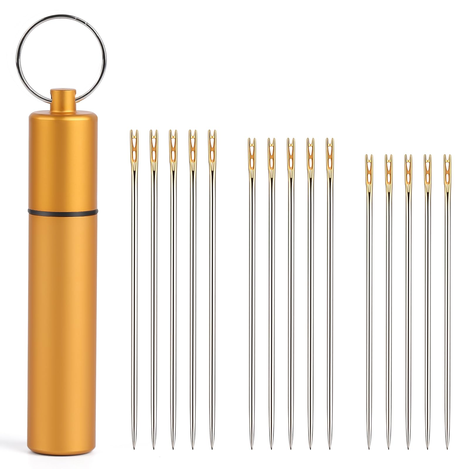 GarfxG 15-Piece Self-Threading Sewing Needles Set with Metal Storage Tube - Easy Thread Hand Needles for Embroidery, Quilting & Fabric Crafts (Perfect for DIY Sewing Projects & Emergency Repairs)