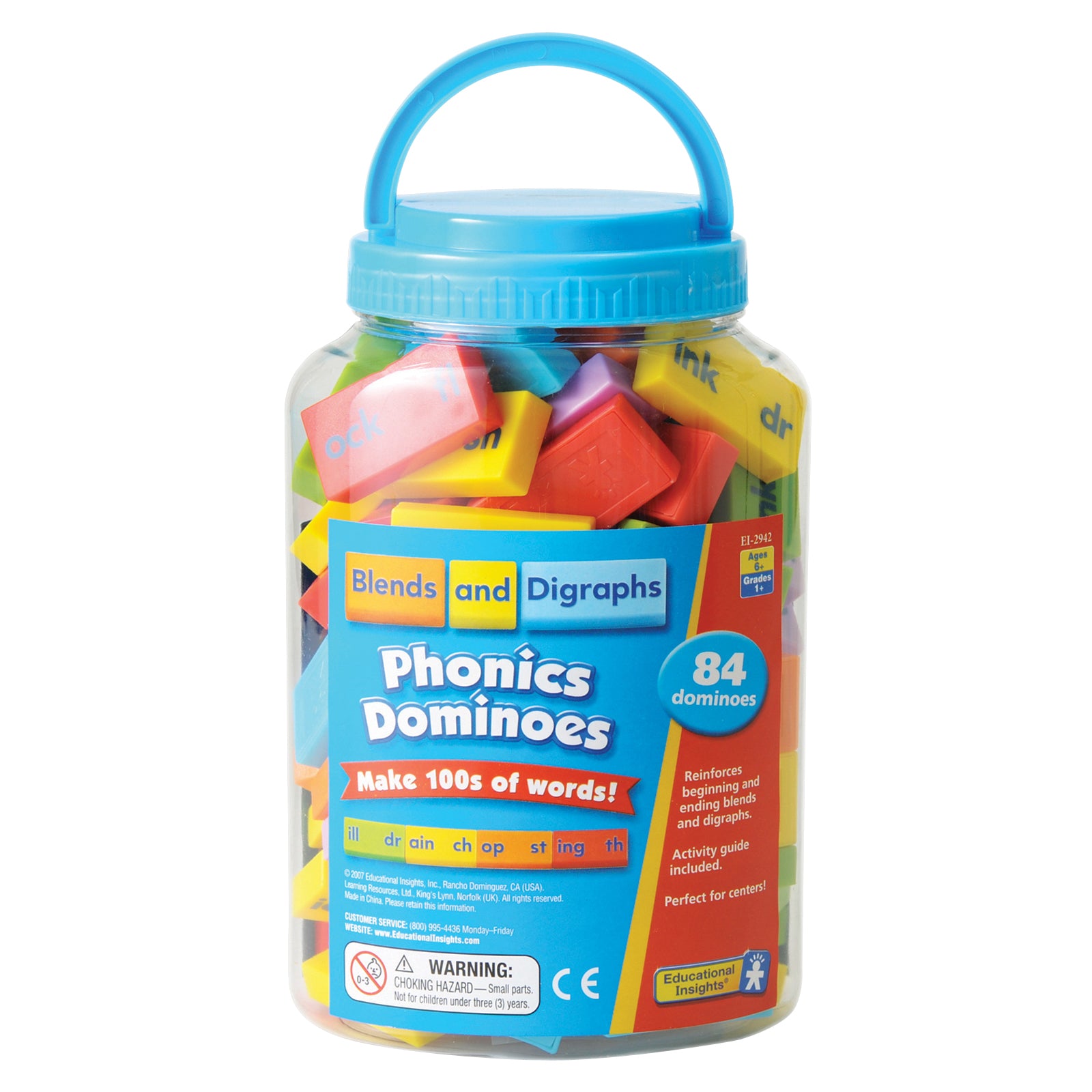 Educational Insights Phonics Dominoes - Blends & Digraphs Learning Game, Colorful Word Building Set for Kids, Perfect for Classroom & Homeschool Reading Activities