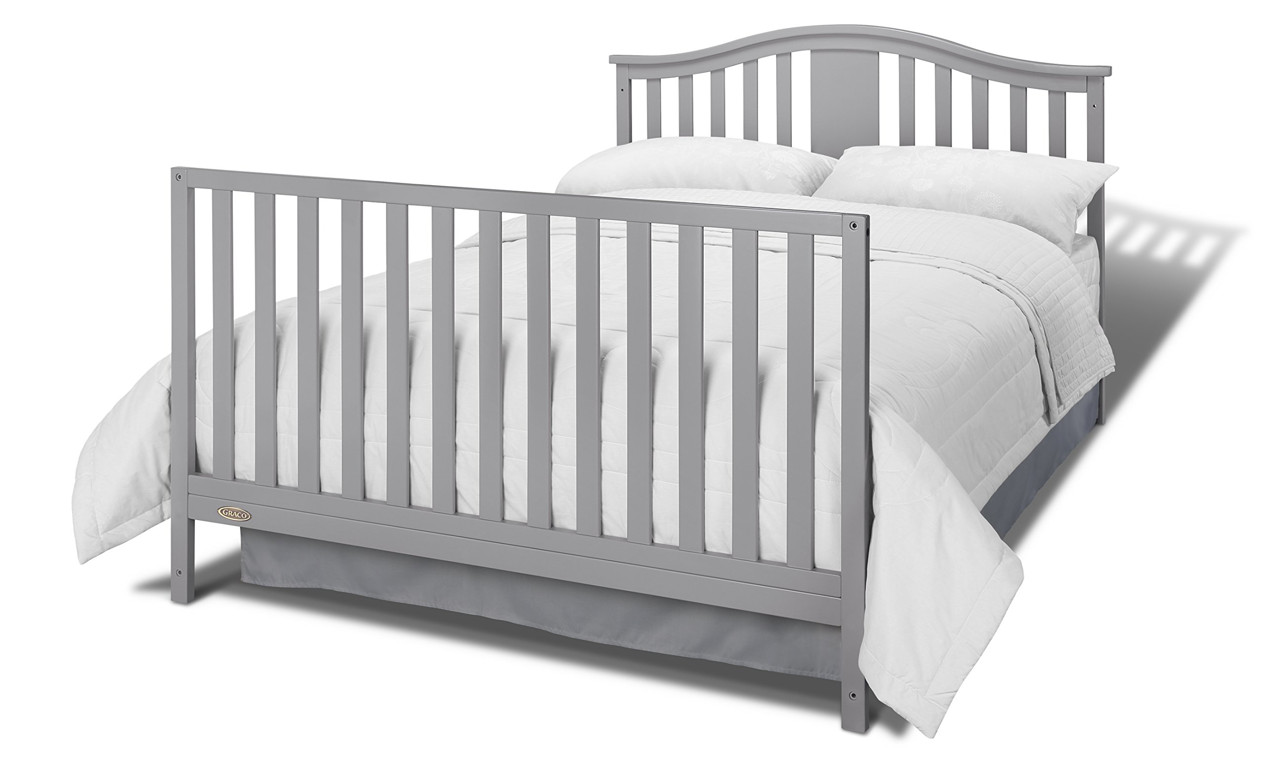 Graco Solano 4-in-1 Convertible Crib with Storage Drawer in Pebble Gray – GREENGUARD Gold Certified, Converts to Toddler & Full-Size Bed | Safe Nursery Furniture for Baby & Kids Room | Space-Saving Design with Built-in Storage