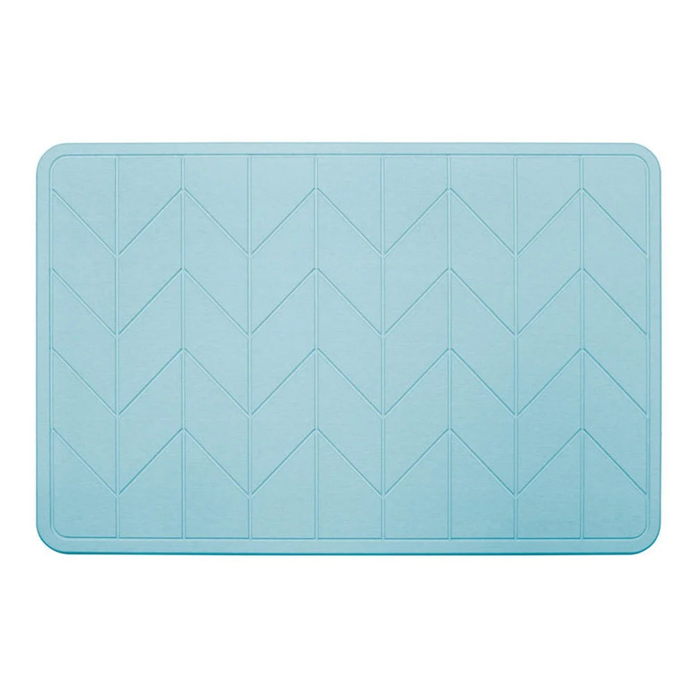 Premium Cotton DRI Stone Bath & Kitchen Mat - Absorbent, Non-Slip, Quick-Drying - Misty Blue - Perfect for Bathroom, Shower, Kitchen & Laundry Room
