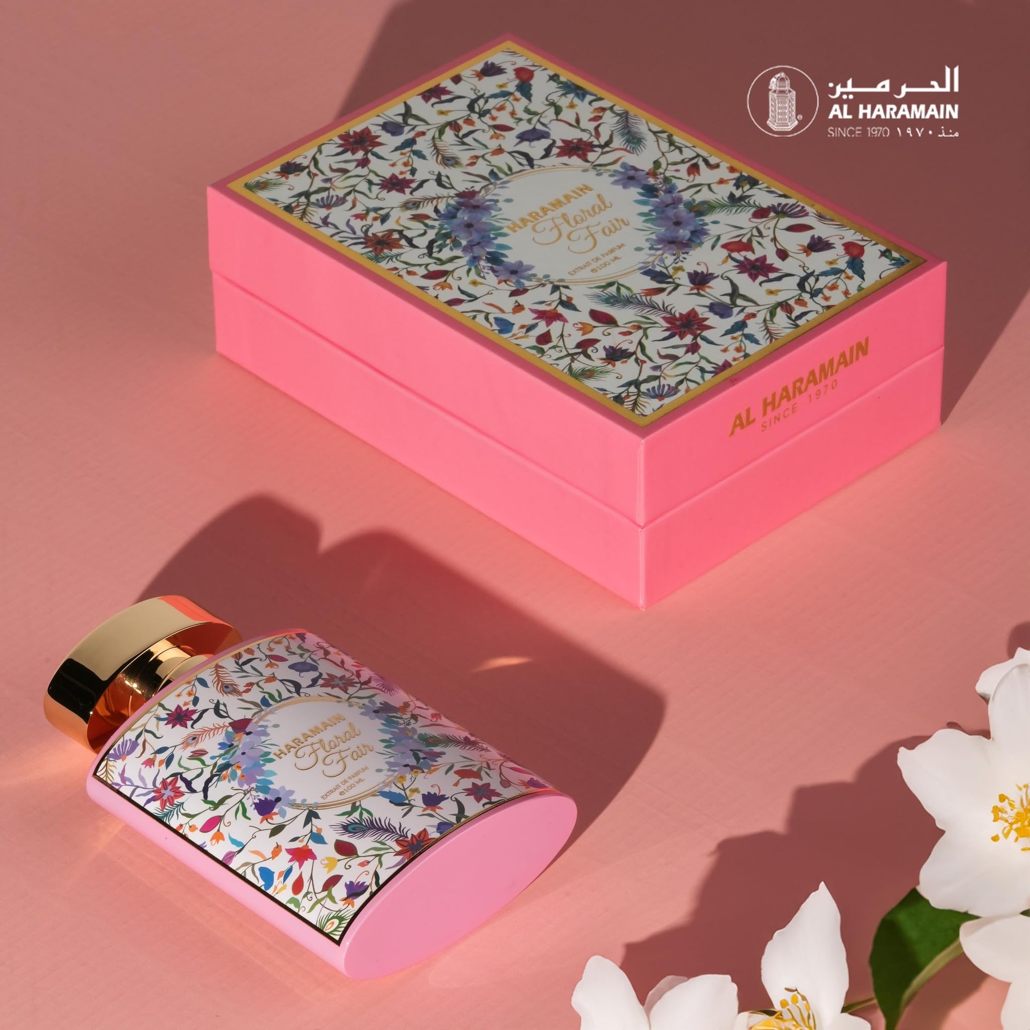 Al Haramain Floral Fair - Long Lasting Arabian Perfume for Women with Rose, Bergamot, Jasmine, Musk & Patchouli - Extrait De Parfum EDP Spray 3.4 oz - Perfect for Evening Events, Weddings & Special Occasions