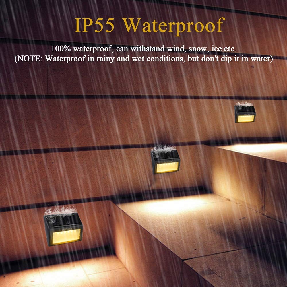 8 Pack Outdoor Solar Deck Lights - Waterproof LED Solar Step Lights with Auto On/Off, Warm White Lighting for Decks, Steps, Fence, Yard, Patio, Garden & Walkway - Perfect for Nighttime Safety and Landscape Decoration