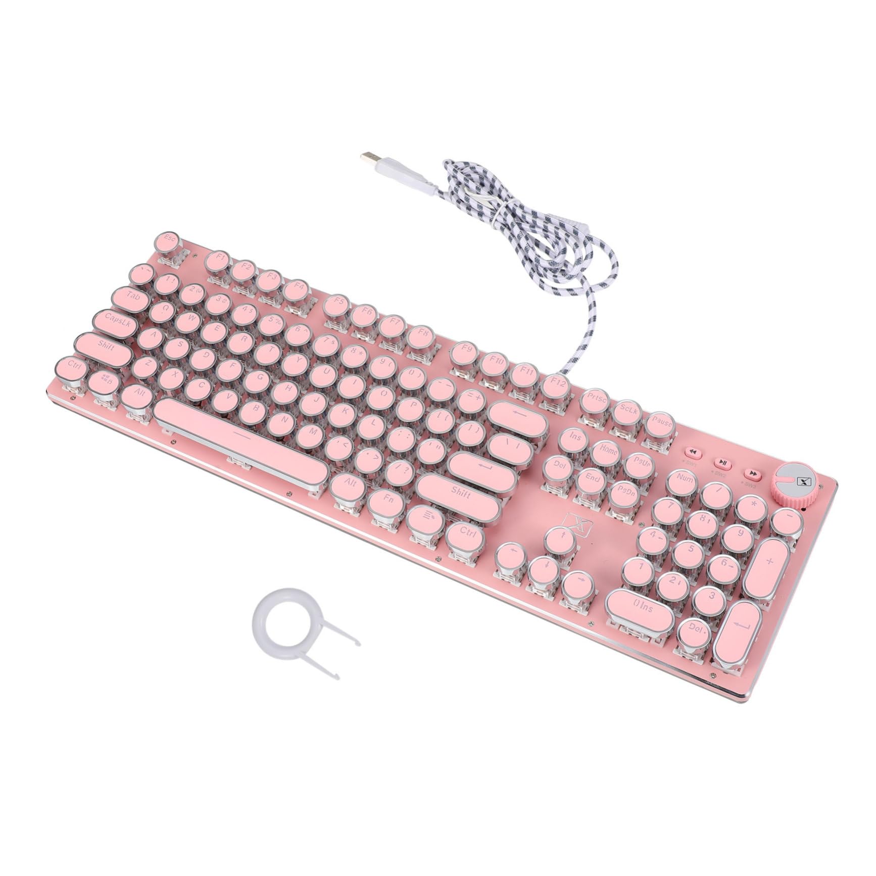 Homoyoyo Lightweight Retro Punk Gaming Keyboard - Mechanical USB Wired Keyboard for PC, Laptop, Mac - Compatible with Windows & macOS | Perfect for Gaming, Office Work & Typing