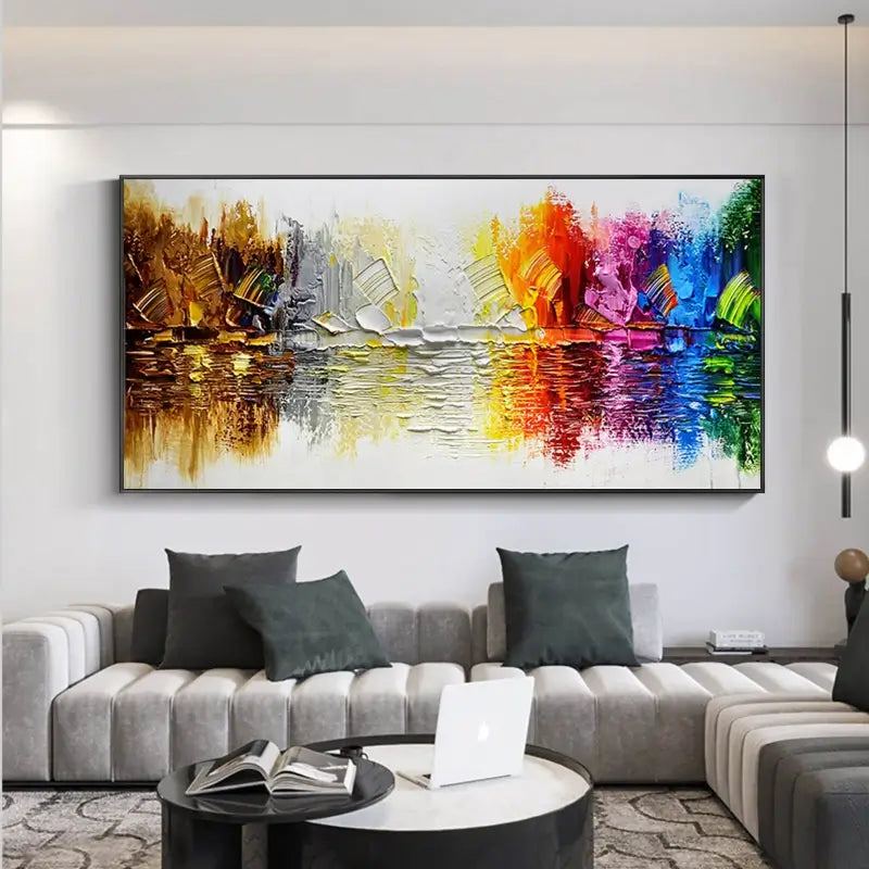 Abstract Painting #AB 004 - Modern Wall Art for Living Room, Bedroom & Office Decor - Handmade Canvas Artwork for Home & Commercial Spaces