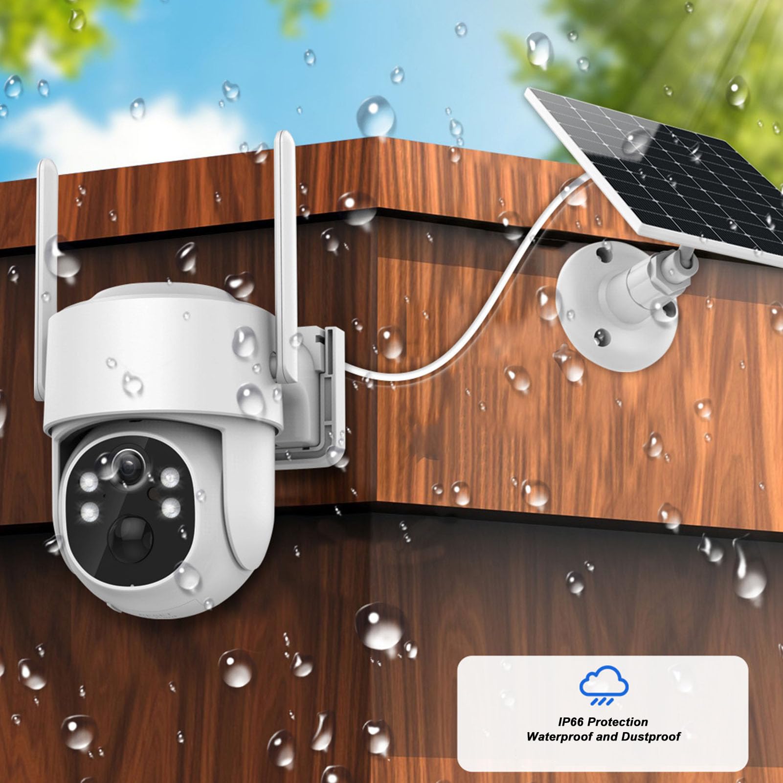 Gearwell Solar Security Camera Wireless Outdoor, WiFi Solar Panel Surveillance Camera with Night Vision & IP66 Waterproof - Ideal for Home, Yard, and Business Security Monitoring