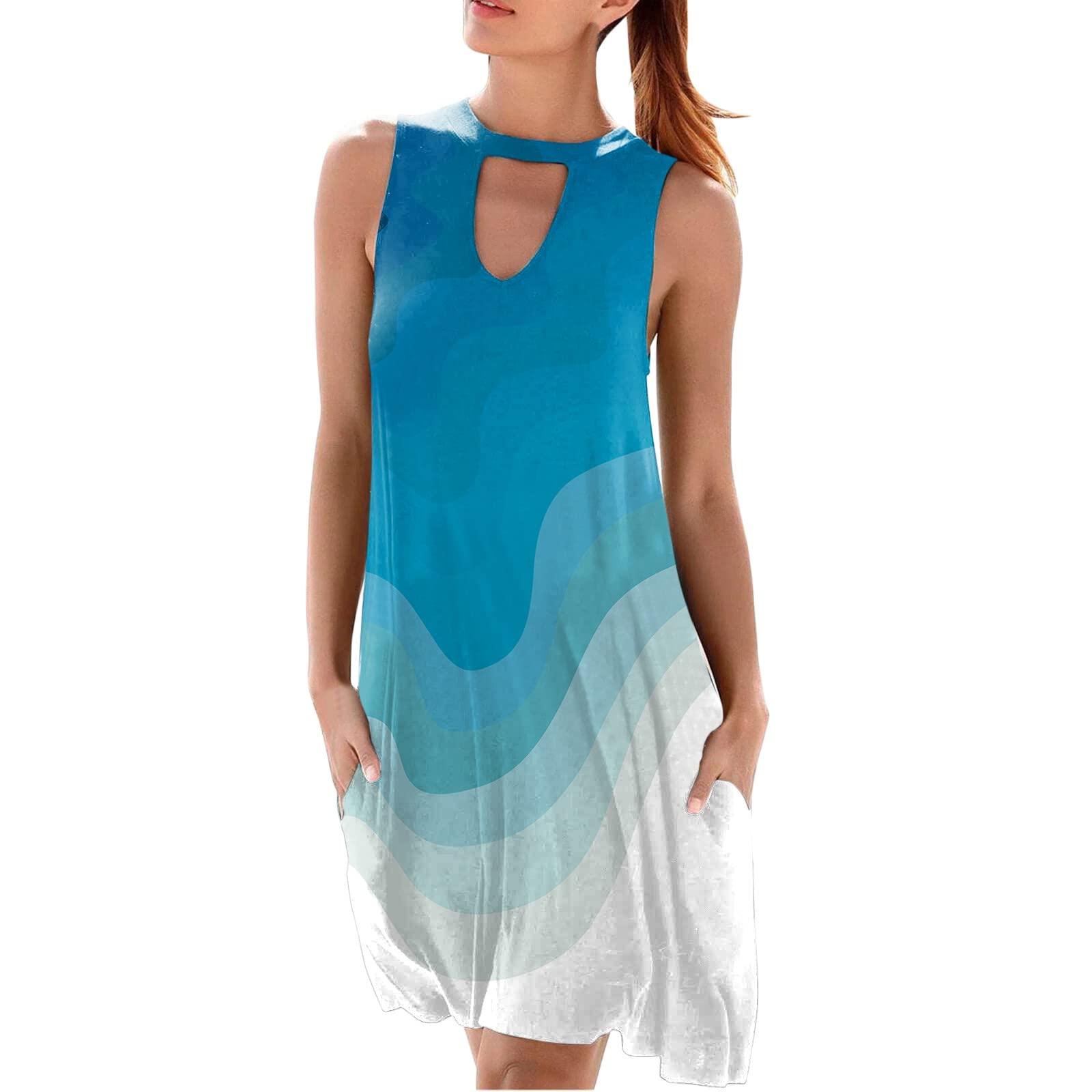 Women's Stylish Sleeveless Cotton Tunic Dress - Summer Beach Casual Dress with Elegant Neckline for Vacation, Outings, and Relaxation