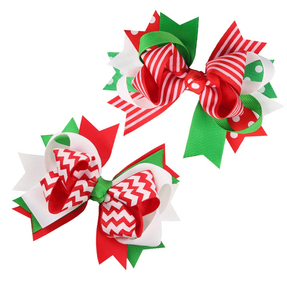 2PCS Christmas Hair Bows for Girls - Holiday Hair Clips for Party & Gifts