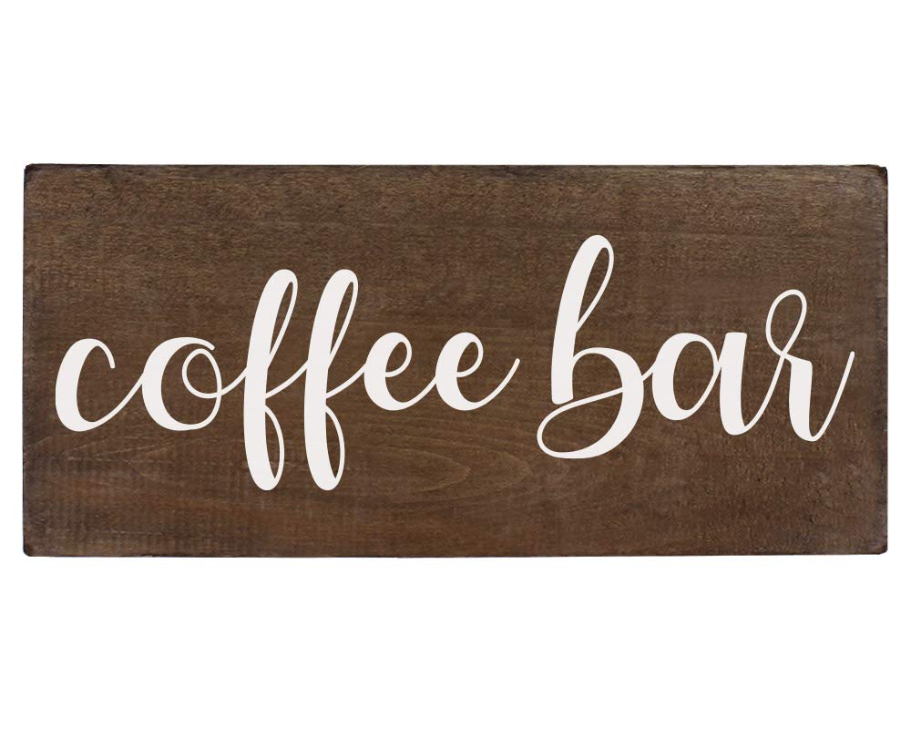 Farmhouse Coffee Bar Sign - Rustic Wood Plaque for Kitchen Decor