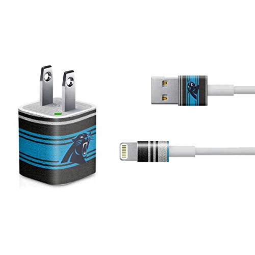 Official NFL Carolina Panthers Trailblazer Design Skin Decal for iPhone Charger (5W USB) | Durable Protective Cover for Home, Office & Travel Accessories
