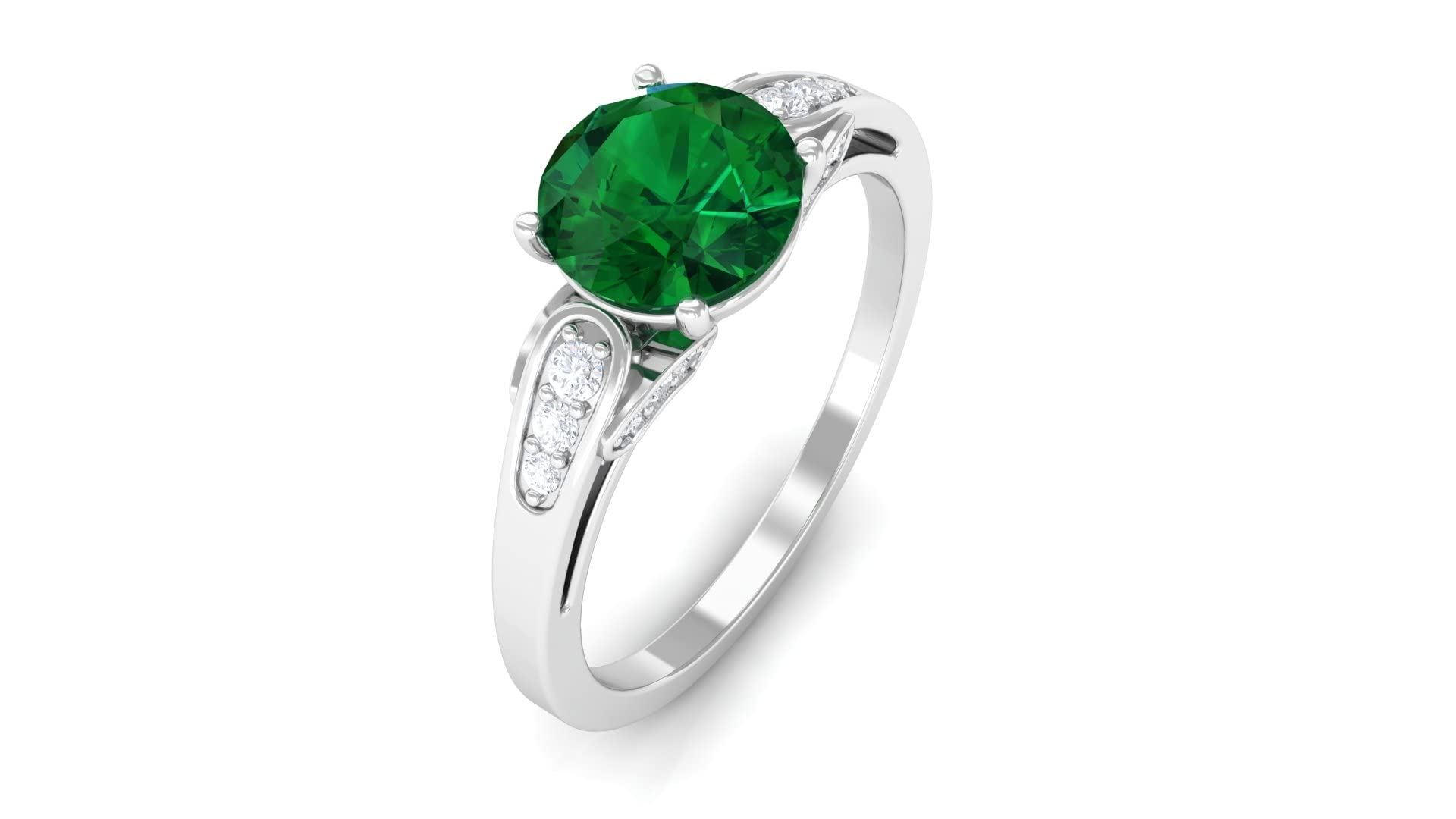 1.50 CT Lab-Created Emerald & Moissanite Engagement Ring in 14K Solid Gold - Solitaire Minimalist Wedding Band for Women, Anniversary Gift, Bridal Jewelry (Perfect for Proposals, Weddings, and Special Occasions)