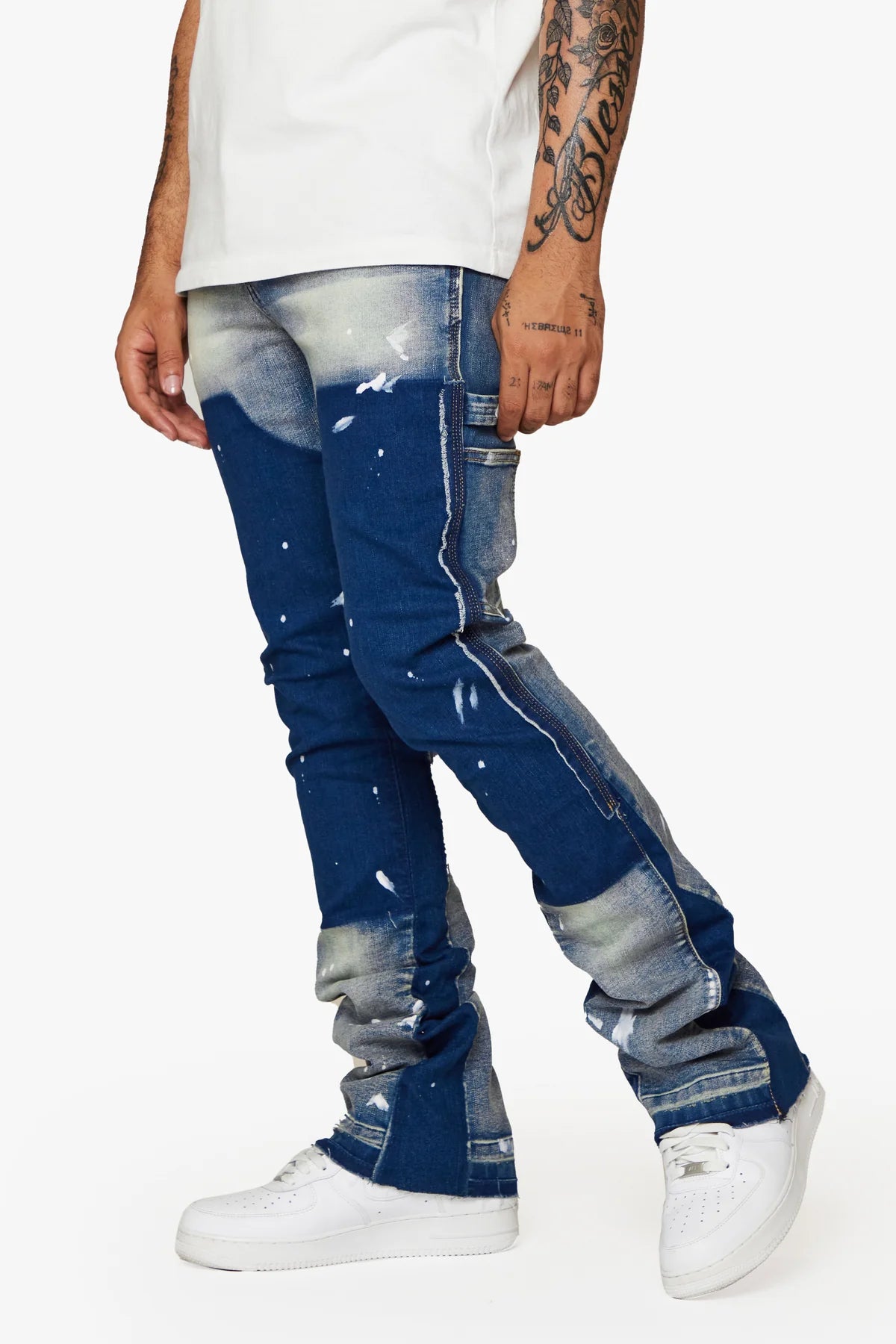 ESNTL LAB STACKED TAMA LT. WASH - Premium Stacked Denim Jeans for Men | Comfortable Slim Fit Stretch Pants | Perfect for Casual Wear, Office & Night Out