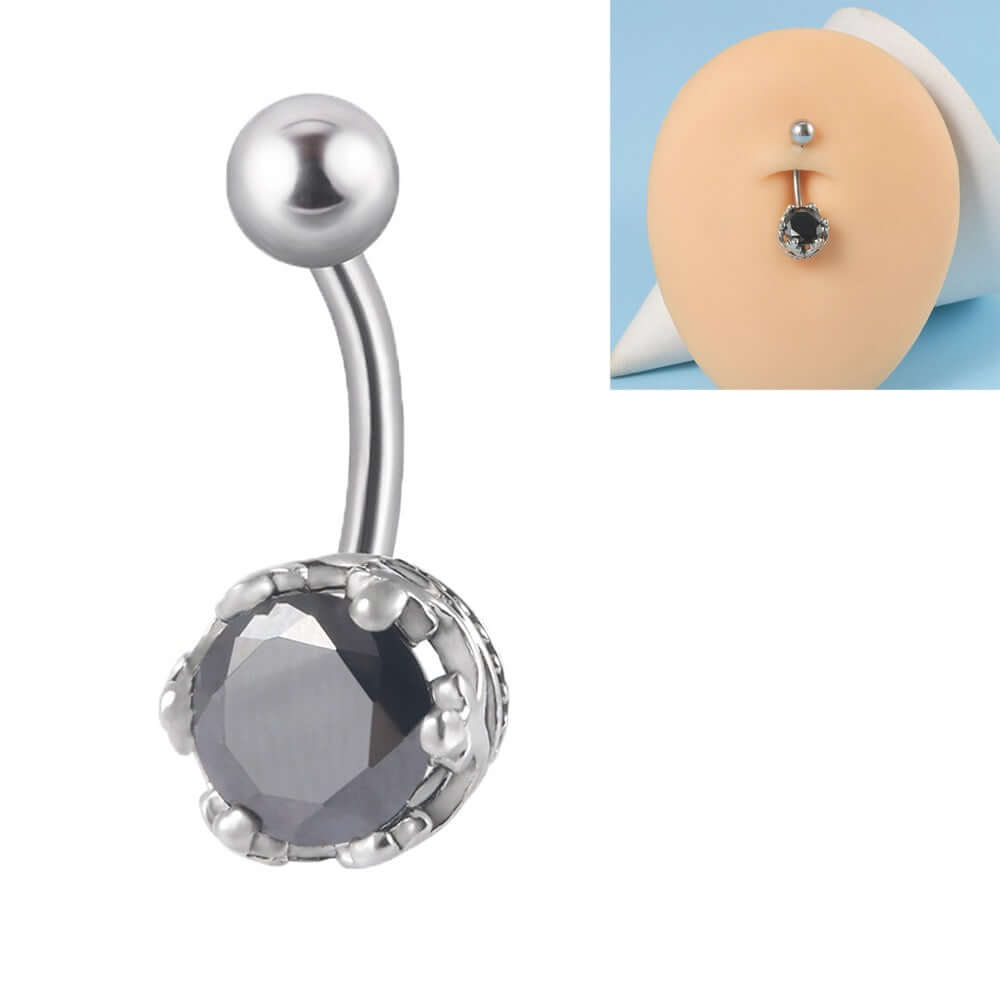 Claw Diamond Bead Belly Button Rings | DL4131 | Stylish Body Jewelry for Women, Perfect for Piercings & Fashion Accessories