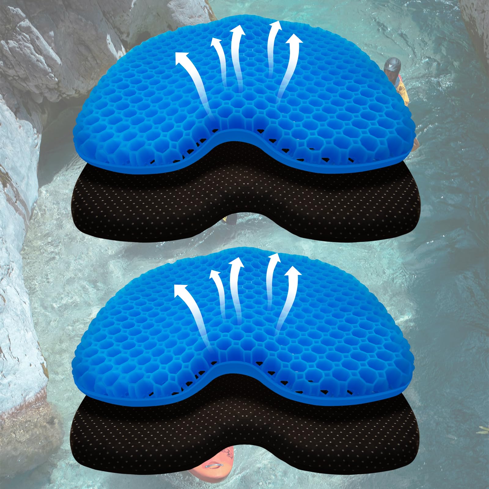 **Thick Anti-Slip Waterproof Kayak Seat Cushion – Portable Gel Canoe & Fishing Kayak Accessories for Comfortable Rowing, Inflatable Dinghy, and Stadium Use**    *(Perfect for Kayaking, Canoeing, Fishing, and Outdoor Water Sports – Stay Comfortable on Long Trips!)*