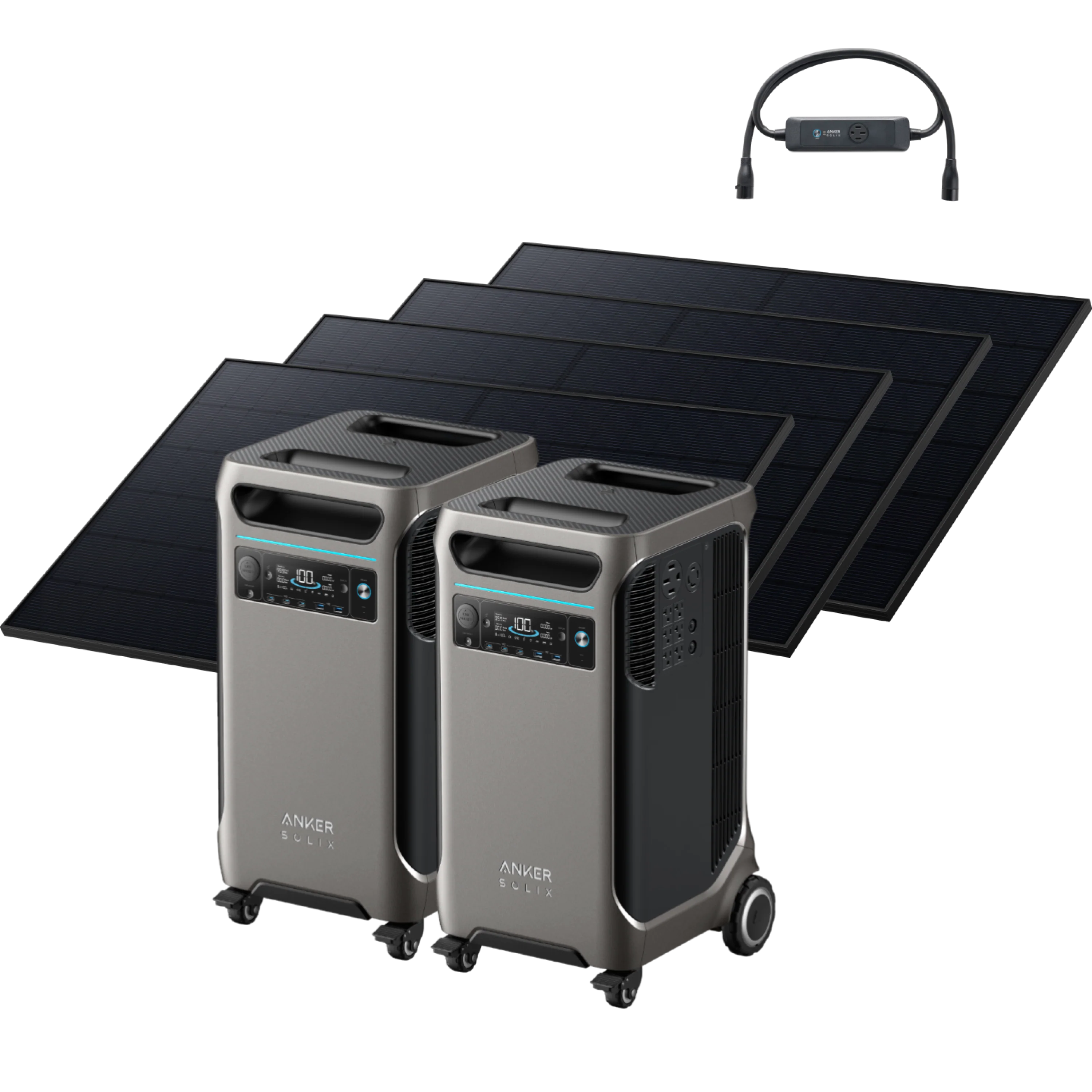 2 x Anker SOLIX F3800 Portable Power Station with Double Power Hub & 4 x 410W Solar Panels - Perfect for Home Backup, RV Camping, and Off-Grid Power Solutions