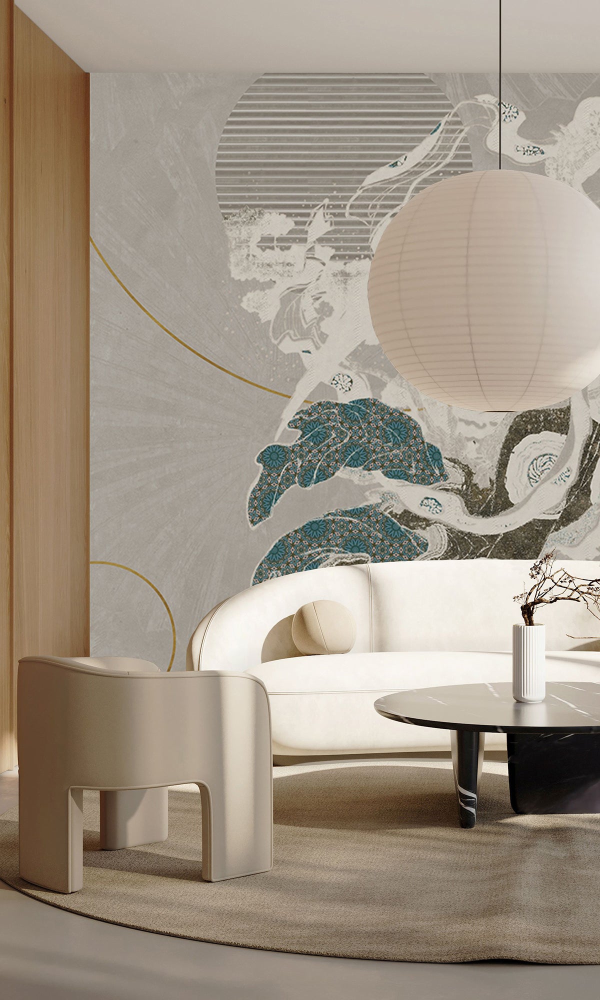 Cloud Grey Abstract Geometric Peel and Stick Wallpaper M2586 - Modern Self-Adhesive Removable Wall Mural for Living Room, Bedroom, or Office Decor