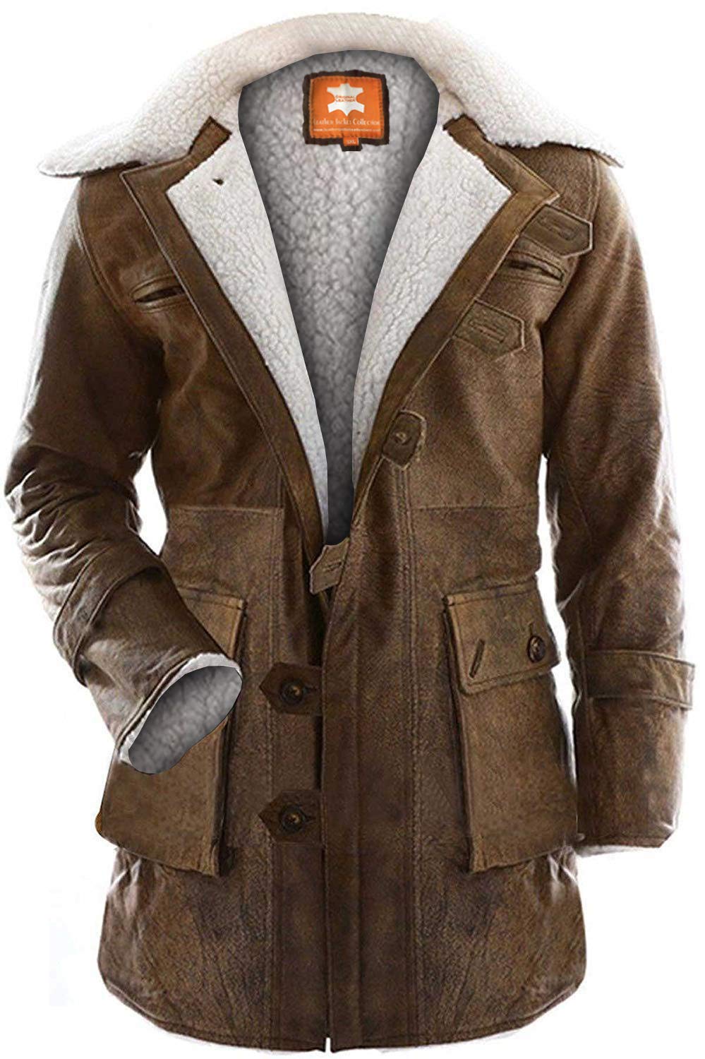 Original Brown Bane Coat with Sherpa Lining - Genuine Snuff Leather Jacket for Men | Winter Fashion, Outdoor Adventure & Casual Wear