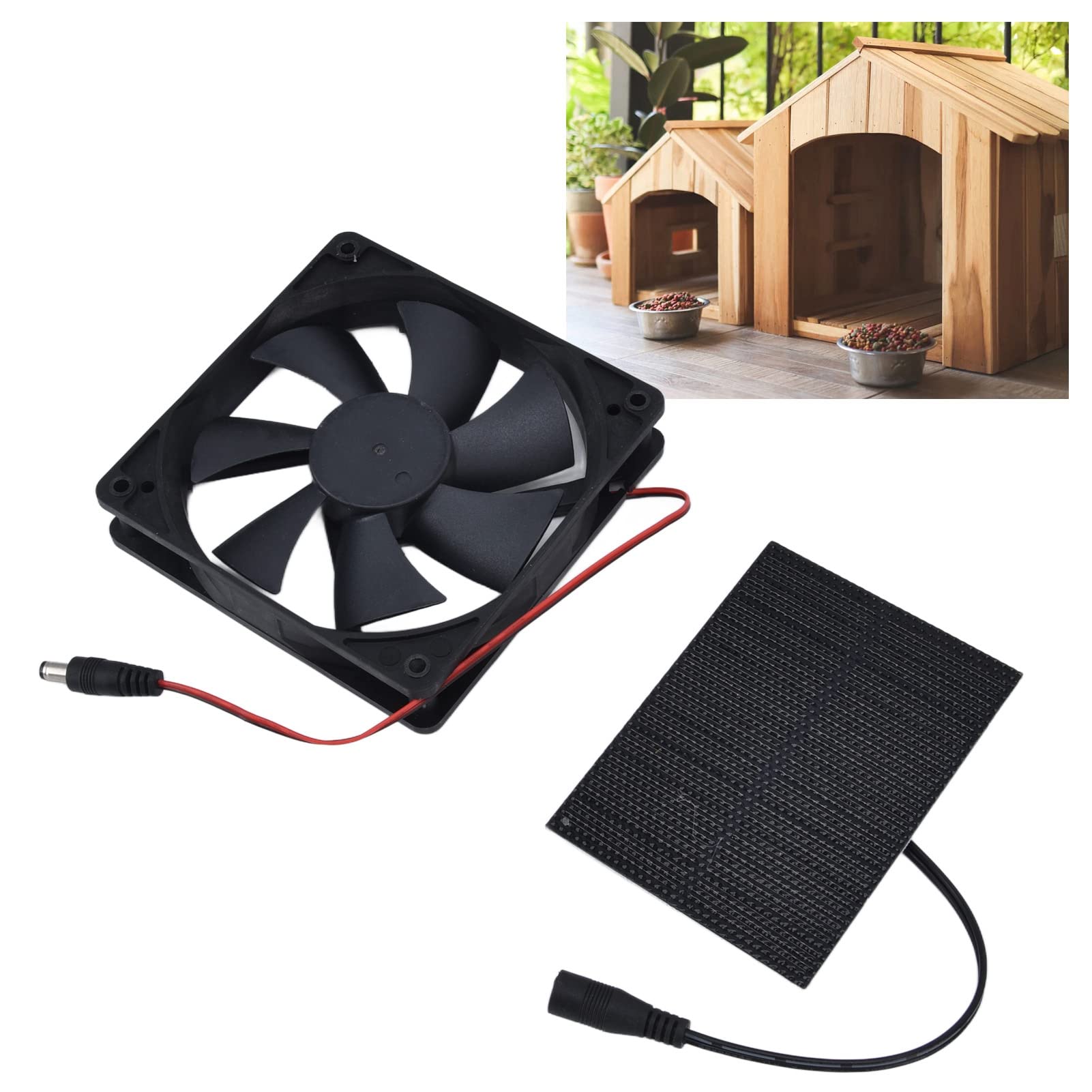 EXCLUZO 3W Solar Powered Fan Kit - Portable Cooling Fan for Pet Houses, Dog Kennels, Chicken Coops & Outdoor Shelters - Energy Efficient Solar Panel Fan for Pets & Livestock