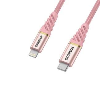 OtterBox Fast Charge Premium Lightning to USB-C Cable (6.6ft/2M) - Rose Shimmer | High-Speed Charging & Sync for iPhone, iPad | Durable & Tangle-Free for Home, Office & Travel