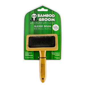 Premium Bamboo Groom Slicker Brush with Stainless Steel Pins - Medium Size Pet Brush for Dogs & Cats - Gentle Detangling & Shedding Control for Daily Grooming at Home