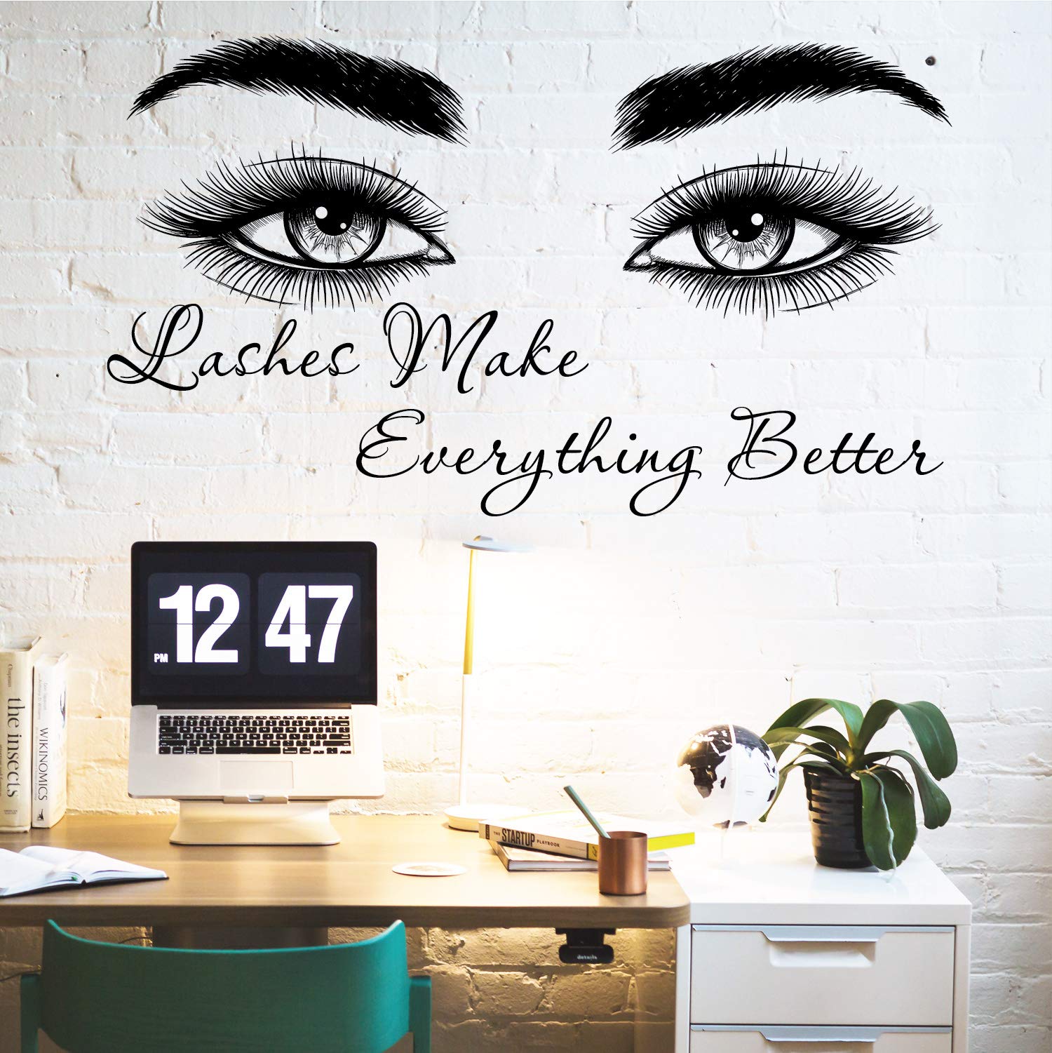 Eyelash Wall Decals for Salon Decor - Beauty Salon Wall Stickers & Lash Decals - Perfect for Eyelash Extensions & Makeup Studios - Enhance Your Salon Decor with Lash XS31