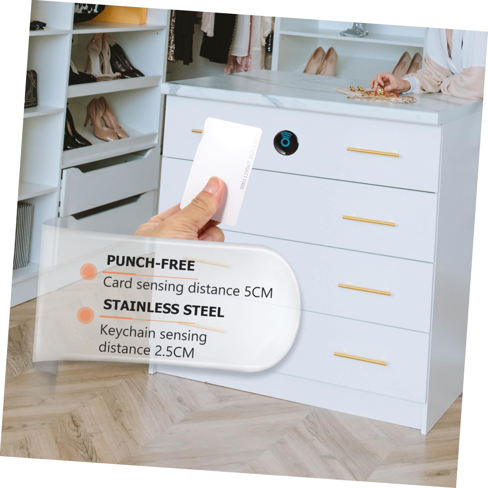 3PCS Invisible Sensor Lock Deadbolt - Electronic Hidden Cabinet Lock for Wooden Doors, Drawers, Cupboards & Furniture - ABS Material Child Safety Lock for Home, Office & Storage Use