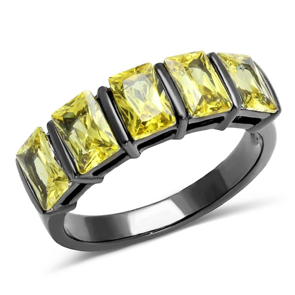 Light Black Gun Stainless Steel Ring with CZ Topaz for Men - Perfect for Gifts & Formal Occasions