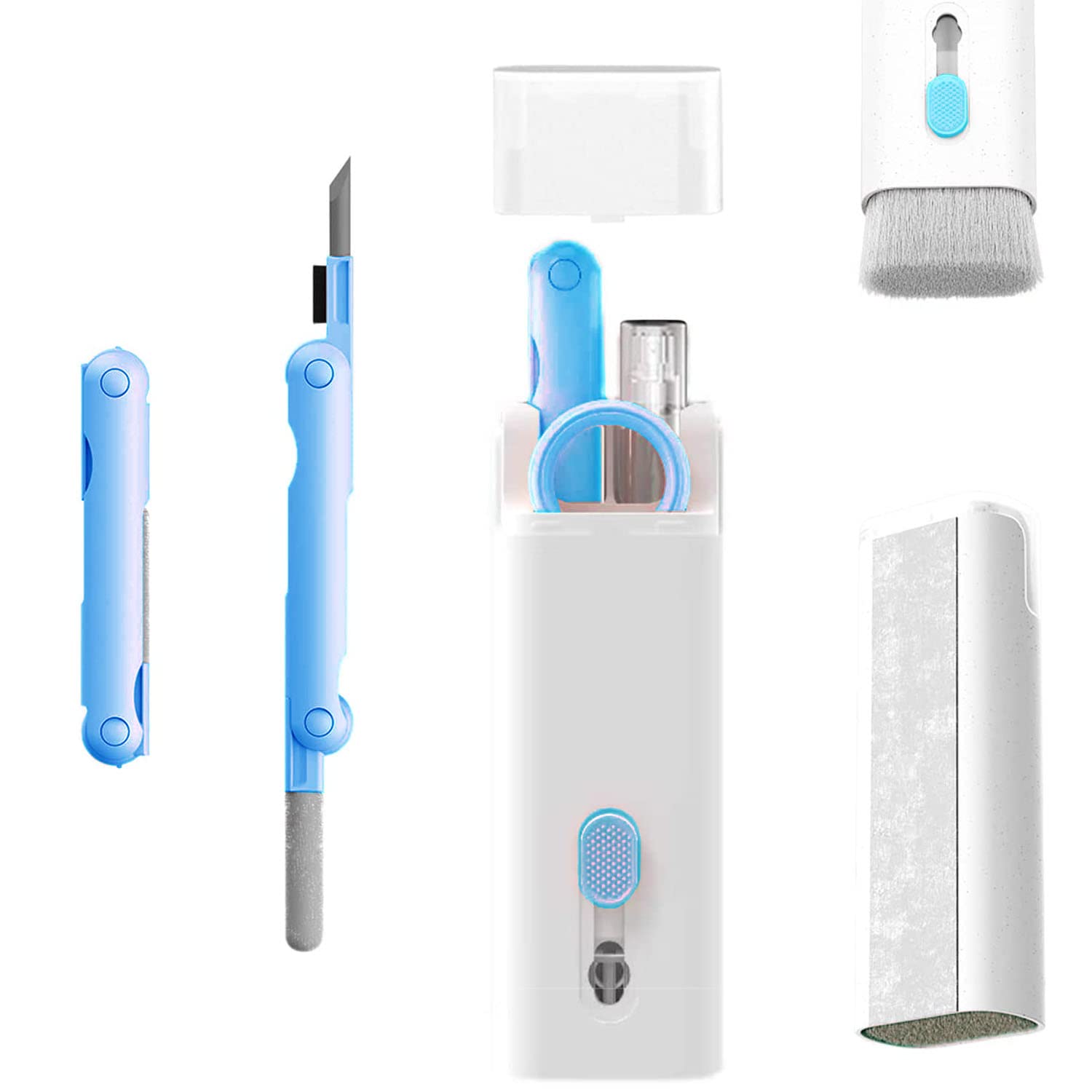 7-in-1 Laptop Cleaning Kit for MacBook, Keyboard & Electronics - Includes Soft Brush, Microfiber Cloth, AirPods Cleaner Pen, Keycap Puller & Spray Bottle - Perfect for Computer, Phone, Earphone & Screen Cleaning at Home or Office